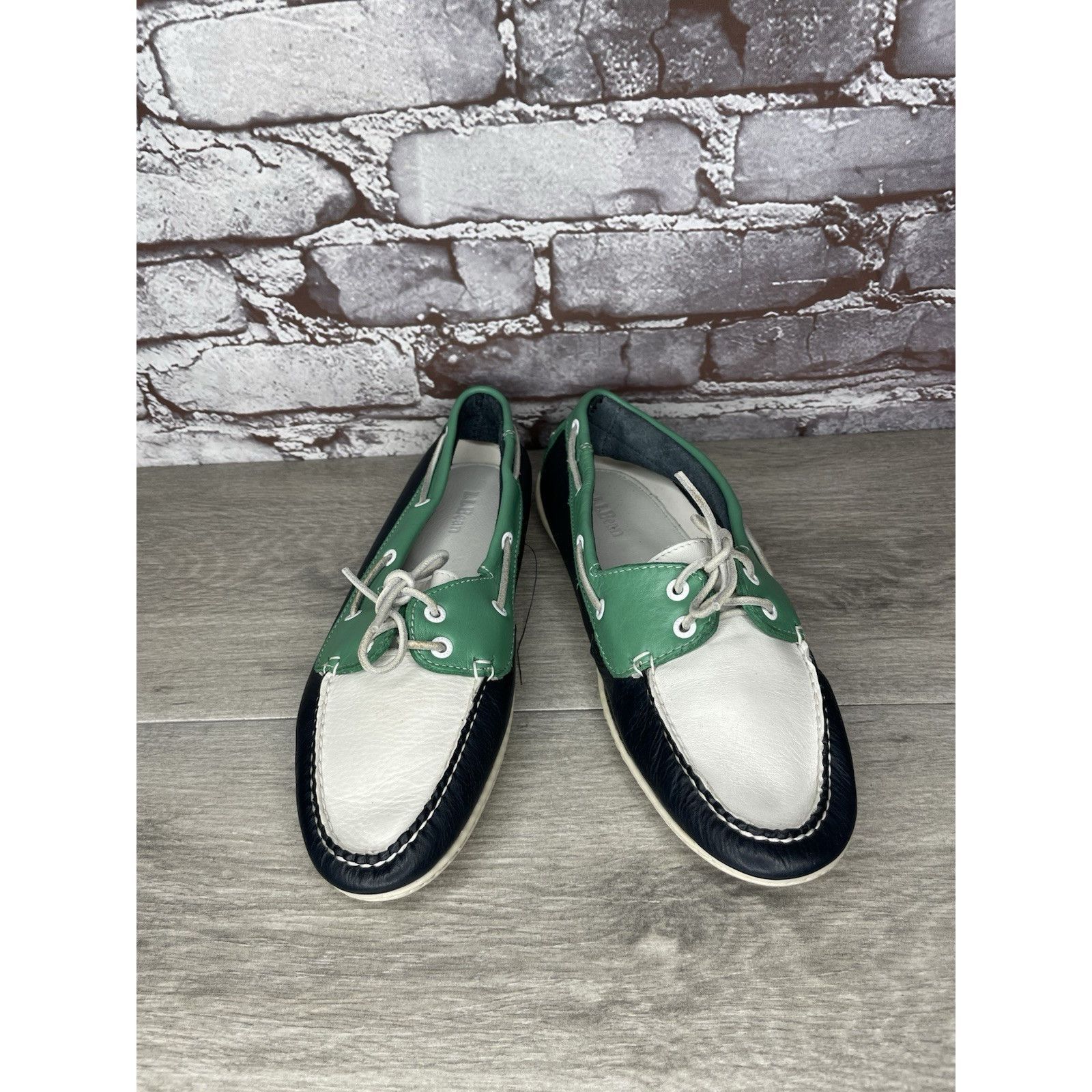 L.L. Bean LL Bean Blue Green White Leather Preppy Loafers Boat Shoes W Size US 9 / IT 39 - 11 Thumbnail