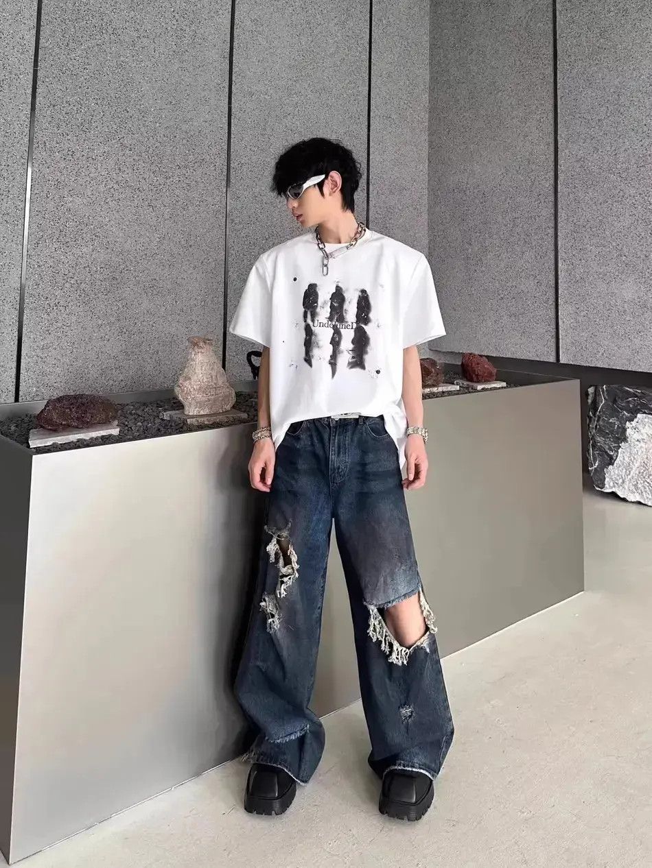 Japanese Brand Retro splashed ink distressed jeans Size US 32 / EU 48 - 6 Thumbnail