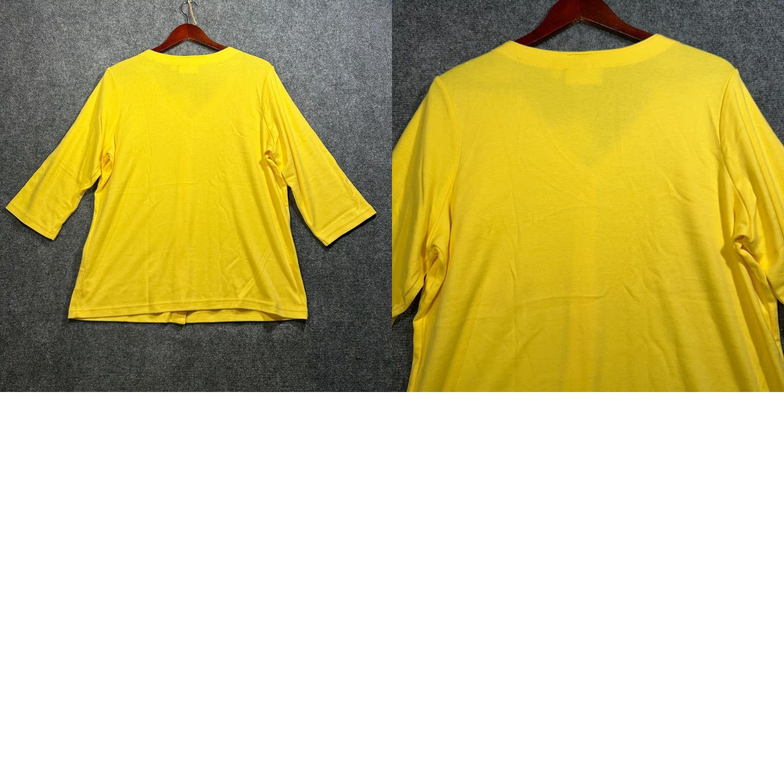 Quacker Factory Quacker Factory Cardigan Womens L Yellow Stretch Knit 3/4 Sleeve V-Neck Size L / US 10 / IT 46 - 8 Thumbnail