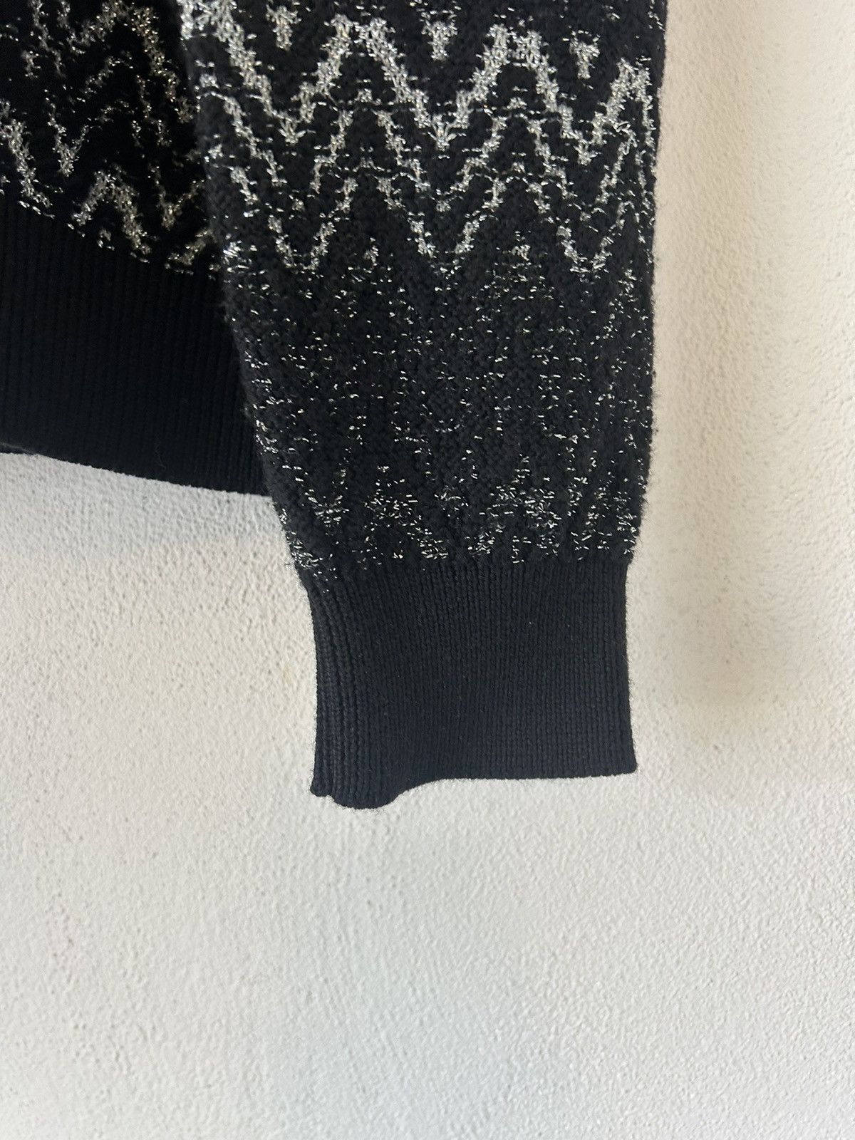 Saint Laurent Paris Black/Silver Zig-Zag Knit Sweater Size US XXL / EU 58 / 5 - 5 Thumbnail