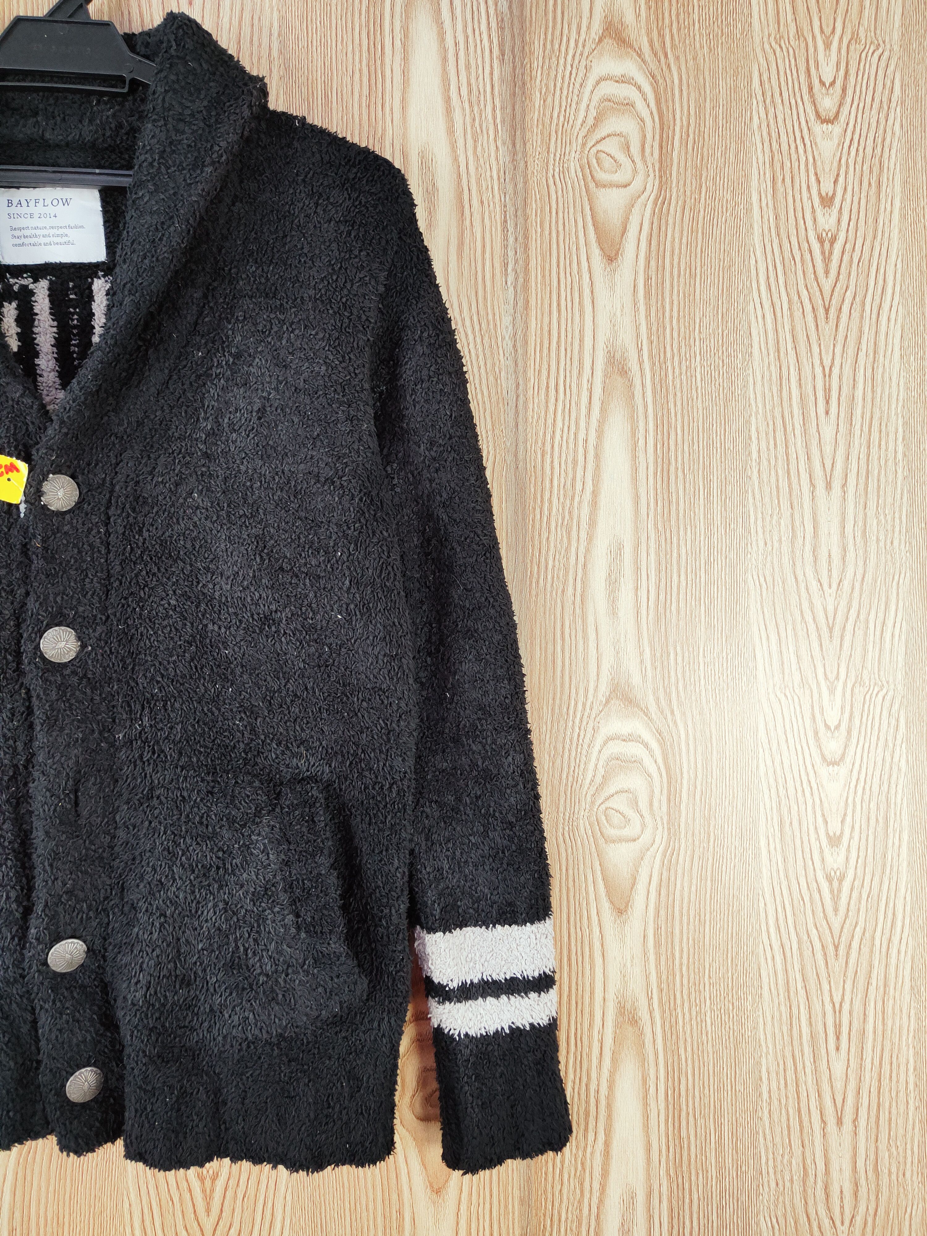 Japanese Brand Bayflow slow rise Black fleece Knitwear Cardigan #W263 Size M / US 6-8 / IT 42-44 - 6 Thumbnail