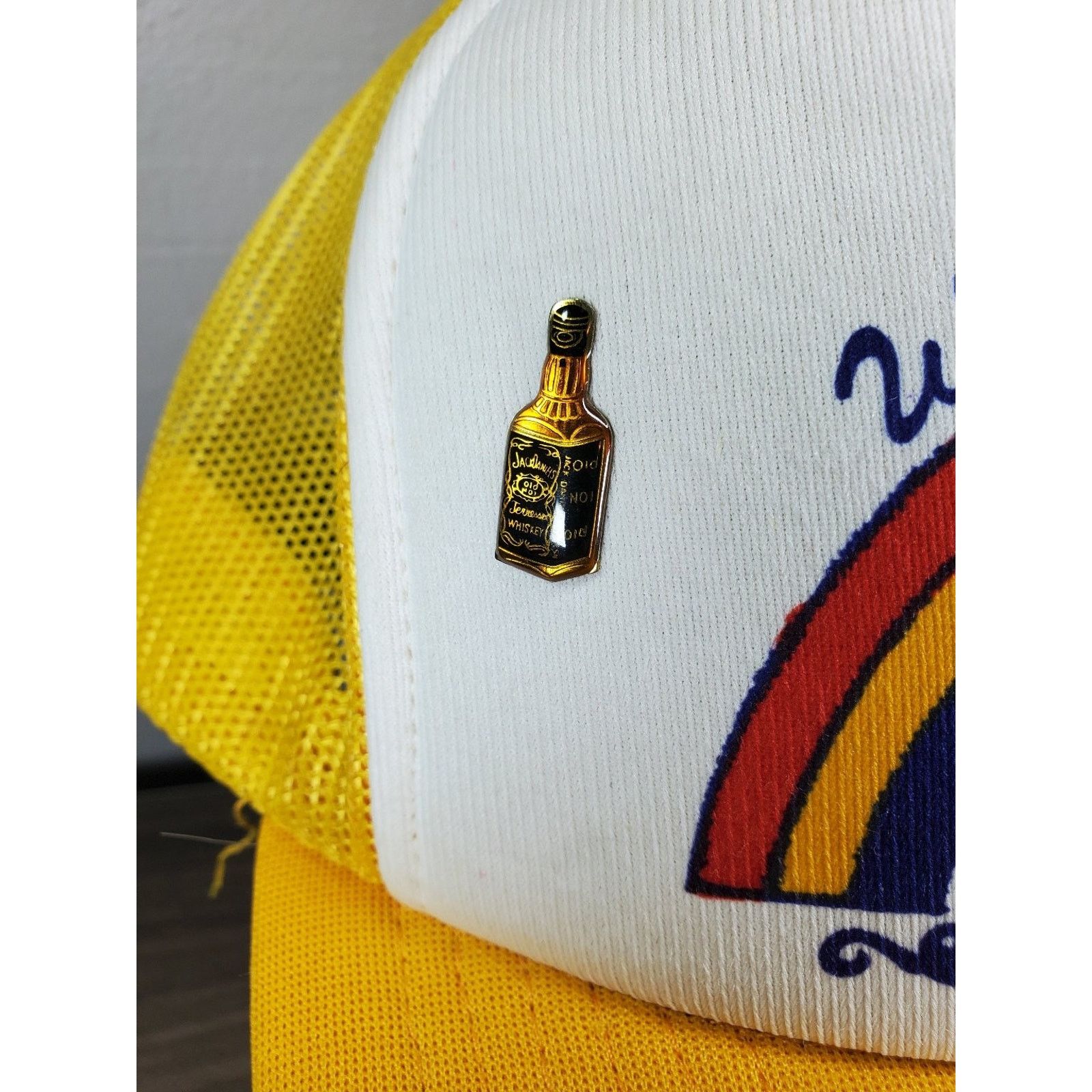 Vintage Rainbow Woodson IL Trucker Hat Drinking Snapback Cap w/ Pin Size ONE SIZE - 4 Thumbnail
