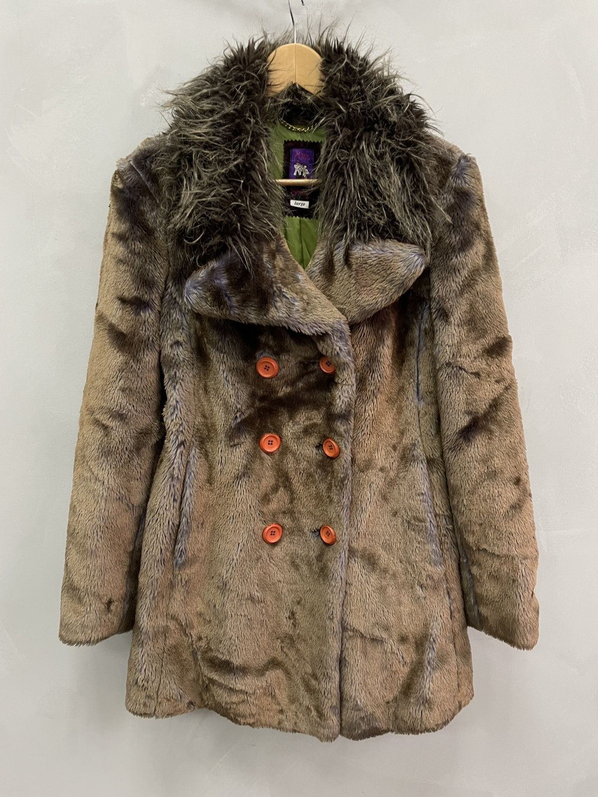 Japanese Brand × Miss Sixty CRAZY VINTAGE Y2K FUR FAUX MISS SIXTY LONG COAT JACKET Size L / US 10 / IT 46 - 1 Thumbnail