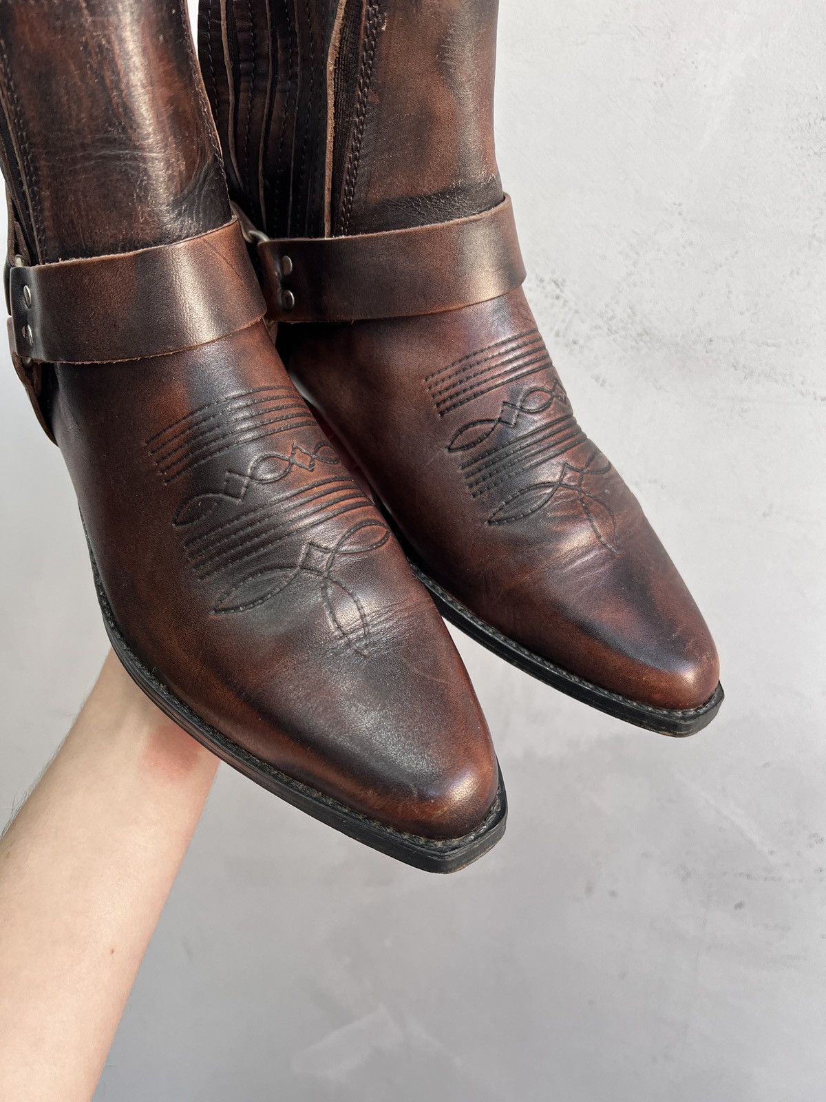 Other Y2k Brown leather boots vintage opium western guidi style Size US 9 / EU 42 - 4 Thumbnail