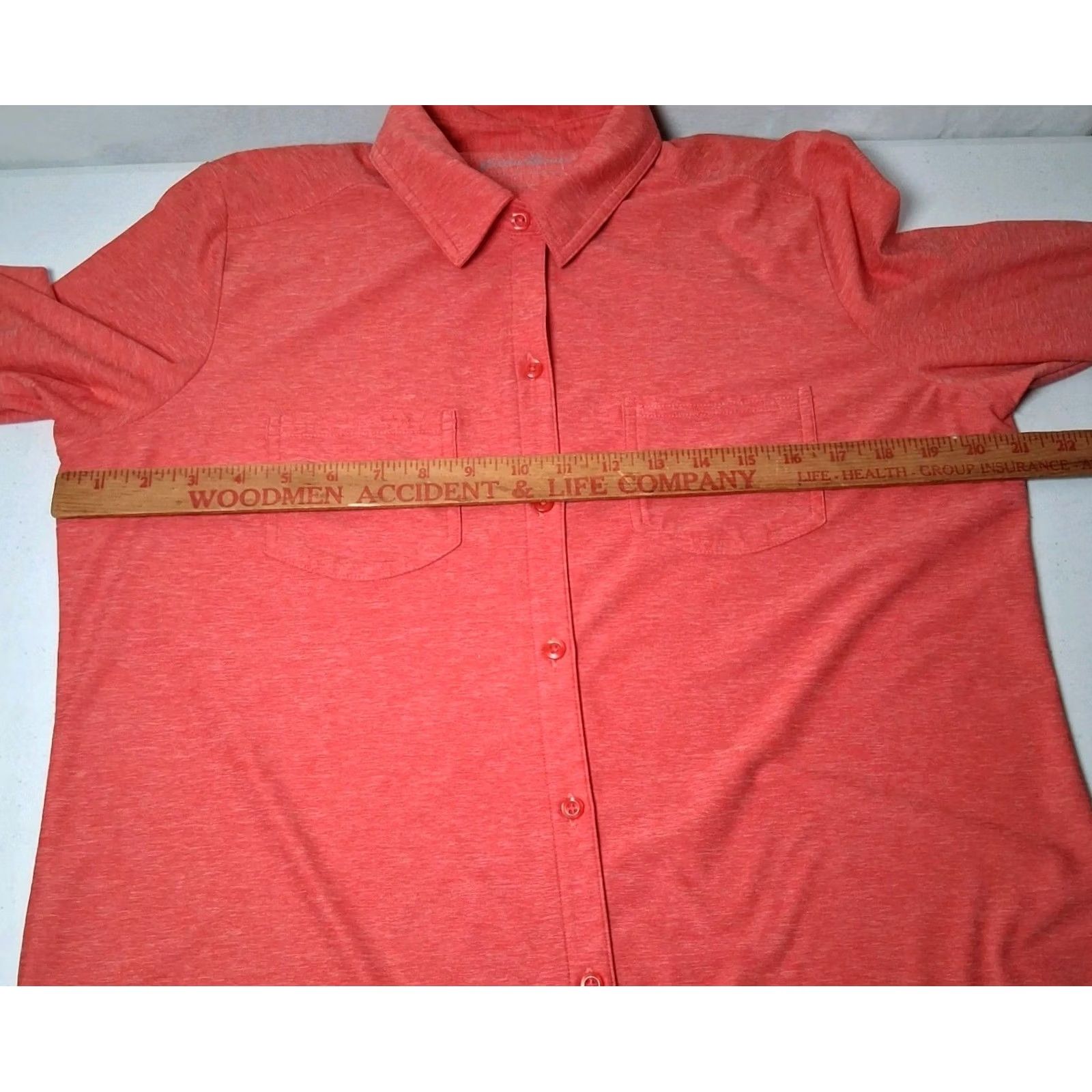 Eddie Bauer Eddie Bauer Shirt L Salmon Long Slv Button Up Collared Hiking Performance READ Size L / US 10 / IT 46 - 6 Thumbnail