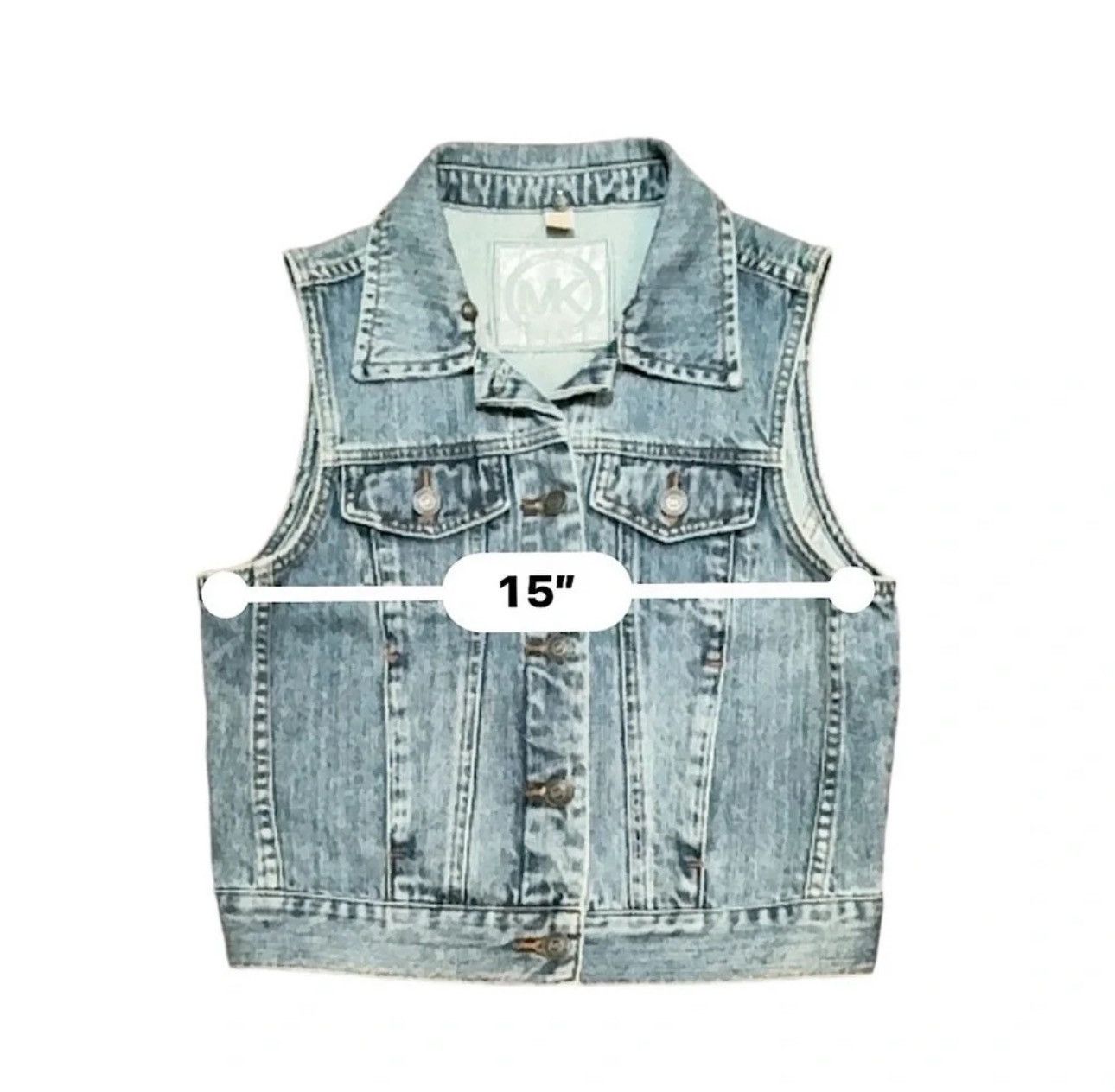 Michael Kors Michael Michael Kors Blue Denim Vest SZ S Iconic Logo Size S / US 4 / IT 40 - 4 Thumbnail