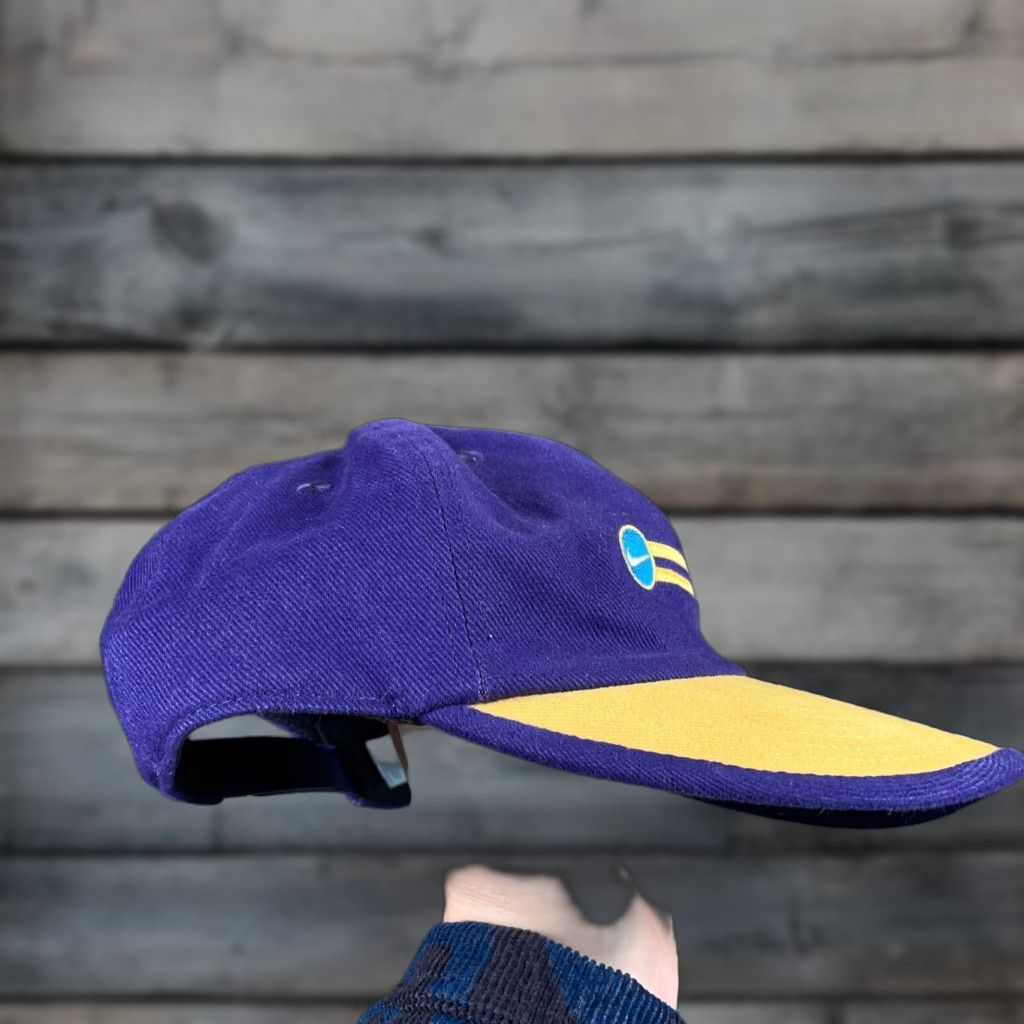VINTAGE Nike Embroidered Swoosh Snapback Hat Adult One Size Purple Yellow 90s White Tag Mens Snapback Hat Retro 90s Nike Embroidered Swoosh Hat