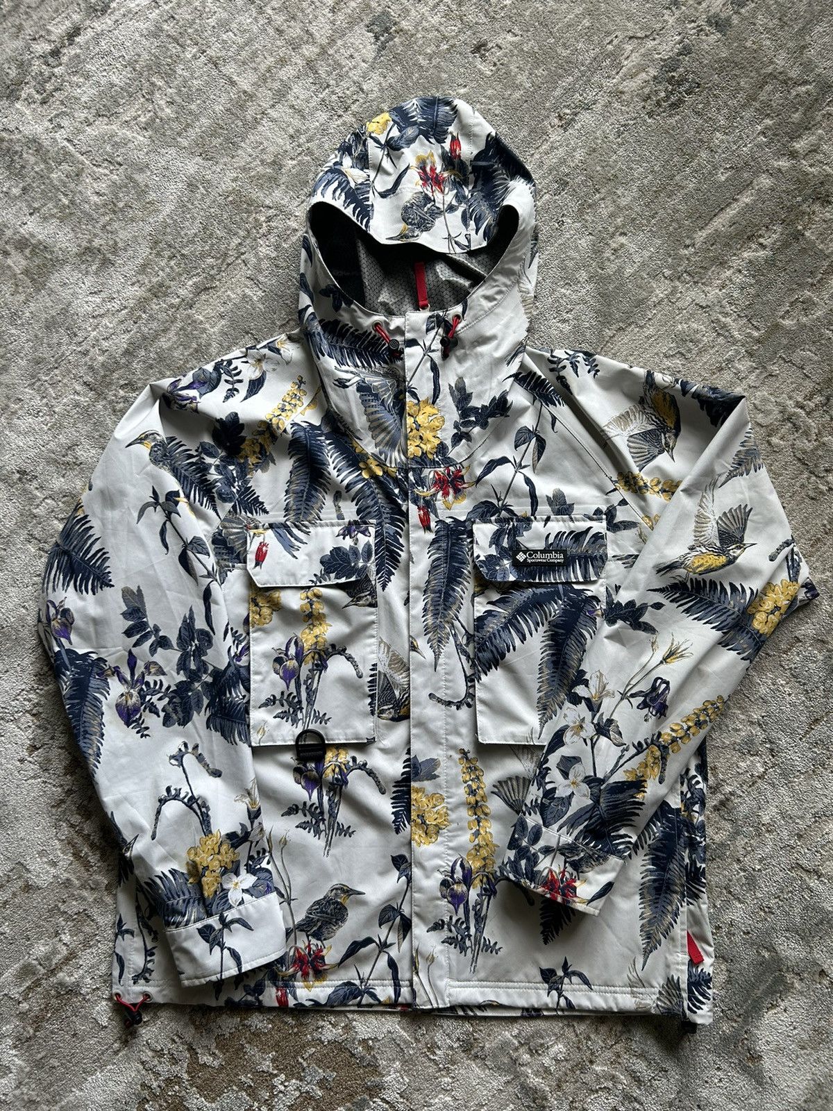 Columbia Omni-Tech Rain Jacket White Floral Men's L