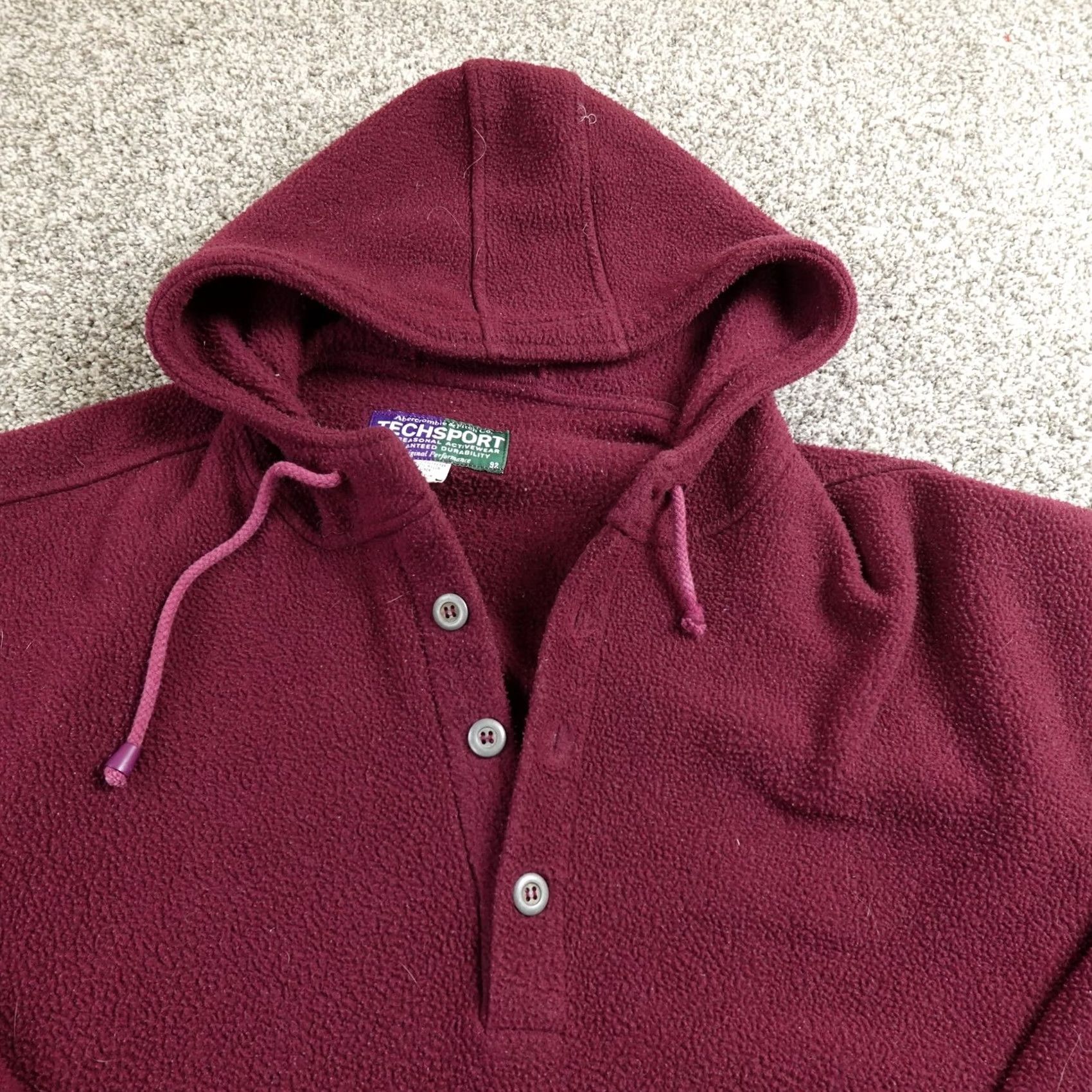 Abercrombie & Fitch VINTAGE Abercrombie & Fitch Hoodie Mens L Red Purple Henley Pullover Fleece Jacket USA Size US L / EU 52-54 / 3 - 3 Thumbnail