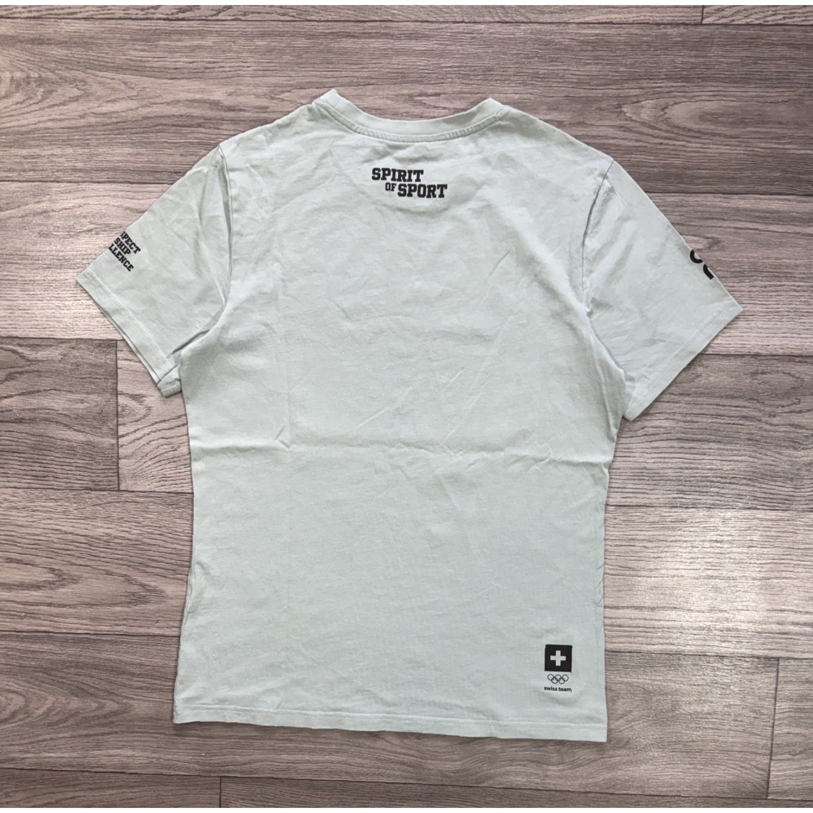 Vintage ON Running Swiss Team Mens M Graphic Cotton Tee “respect friendship excellence” Shirt Mens M Turquoise Organic Cotton Size US M / EU 48-50 / 2 - 2 Thumbnail