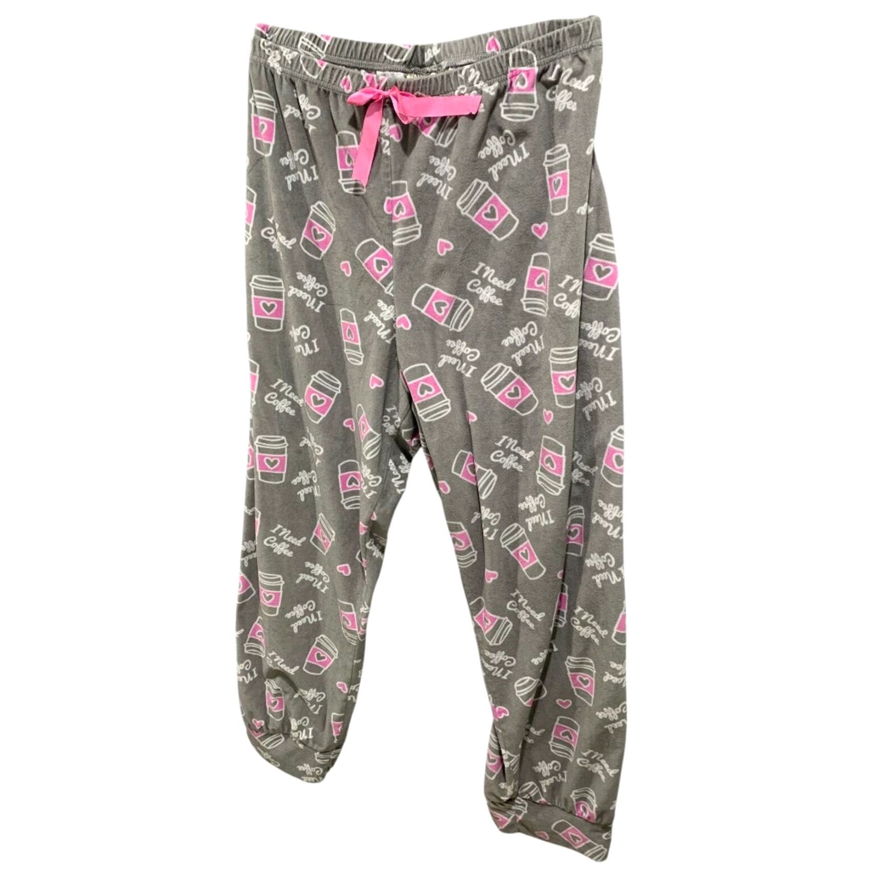 Vintage VINTAGE Bobbie Brooks Sleepwear PJ Pants Women 3X Plus Gray Coffee Print Jogger 3X Womens Lounge Pants Coffee Size 40" / US 18 - 2 Thumbnail