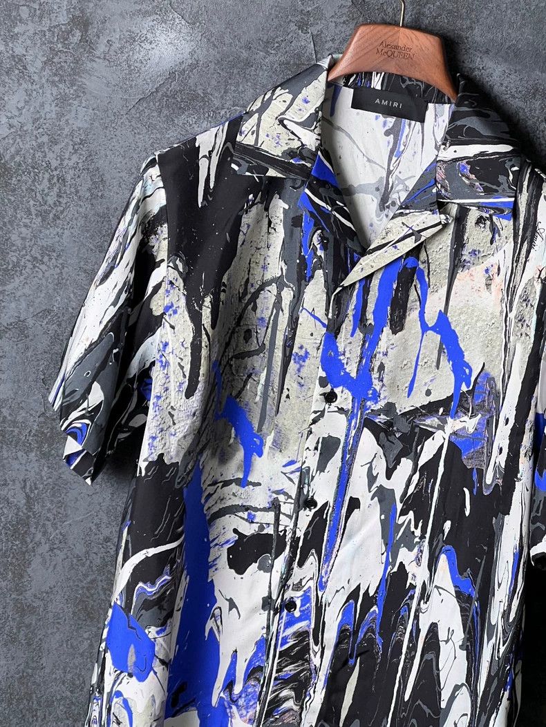 Amiri Amiri Spray paint design mulberry silk short-sleeved shirt Size US S / EU 44-46 / 1 - 5 Thumbnail