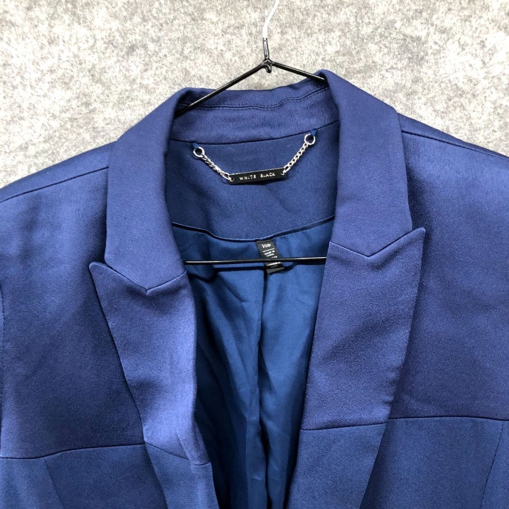 White House Black Market VINTAGE: No — White House Black Market Blazer Womens 10P Blue One Button Career Blocked Size L / US 10 / IT 46 - 3 Thumbnail