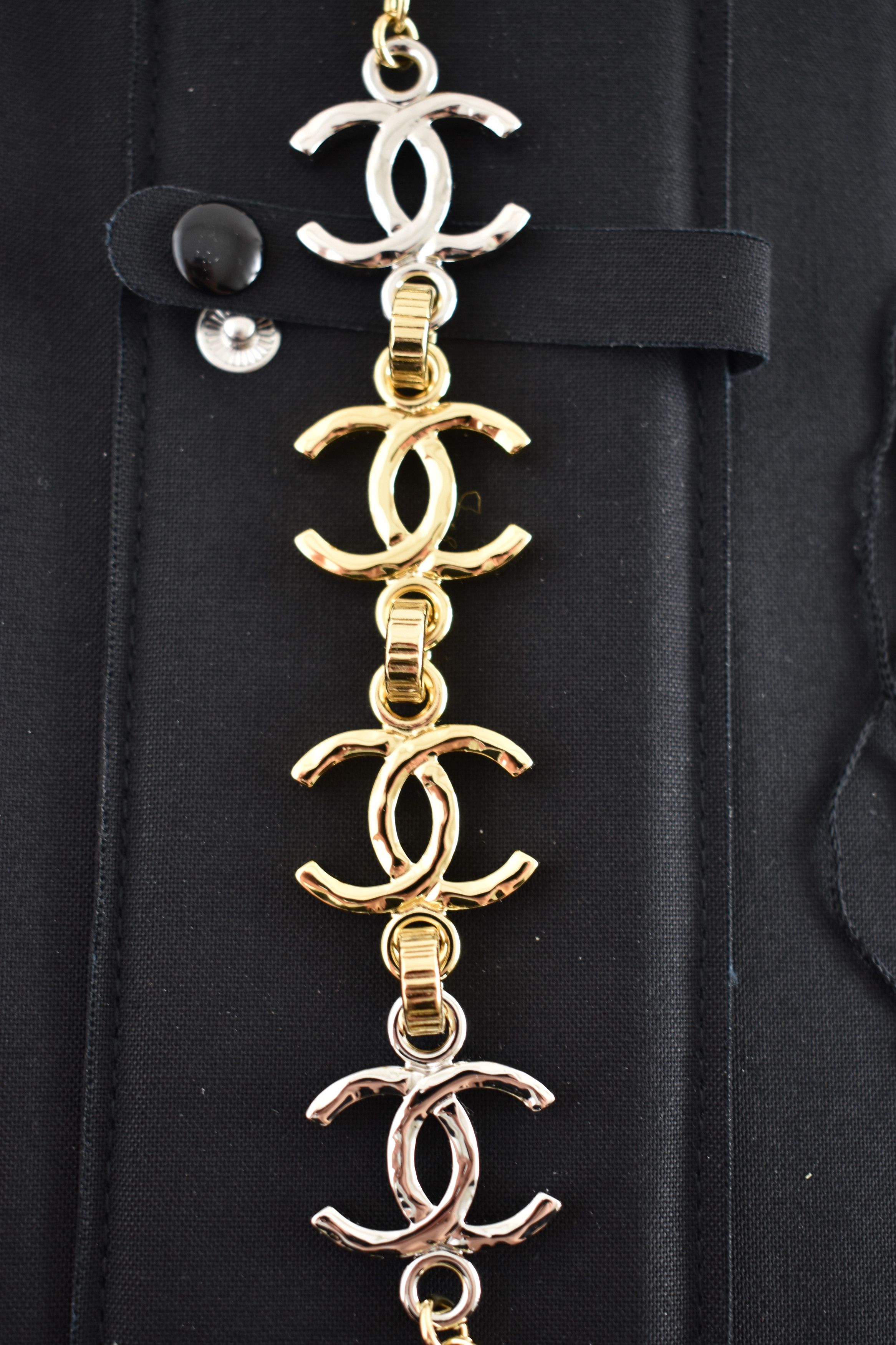 Chanel Chanel 26P Gold Silver Mixed Metal XL CC Logo Arm Bracelet Size ONE SIZE - 12 Thumbnail