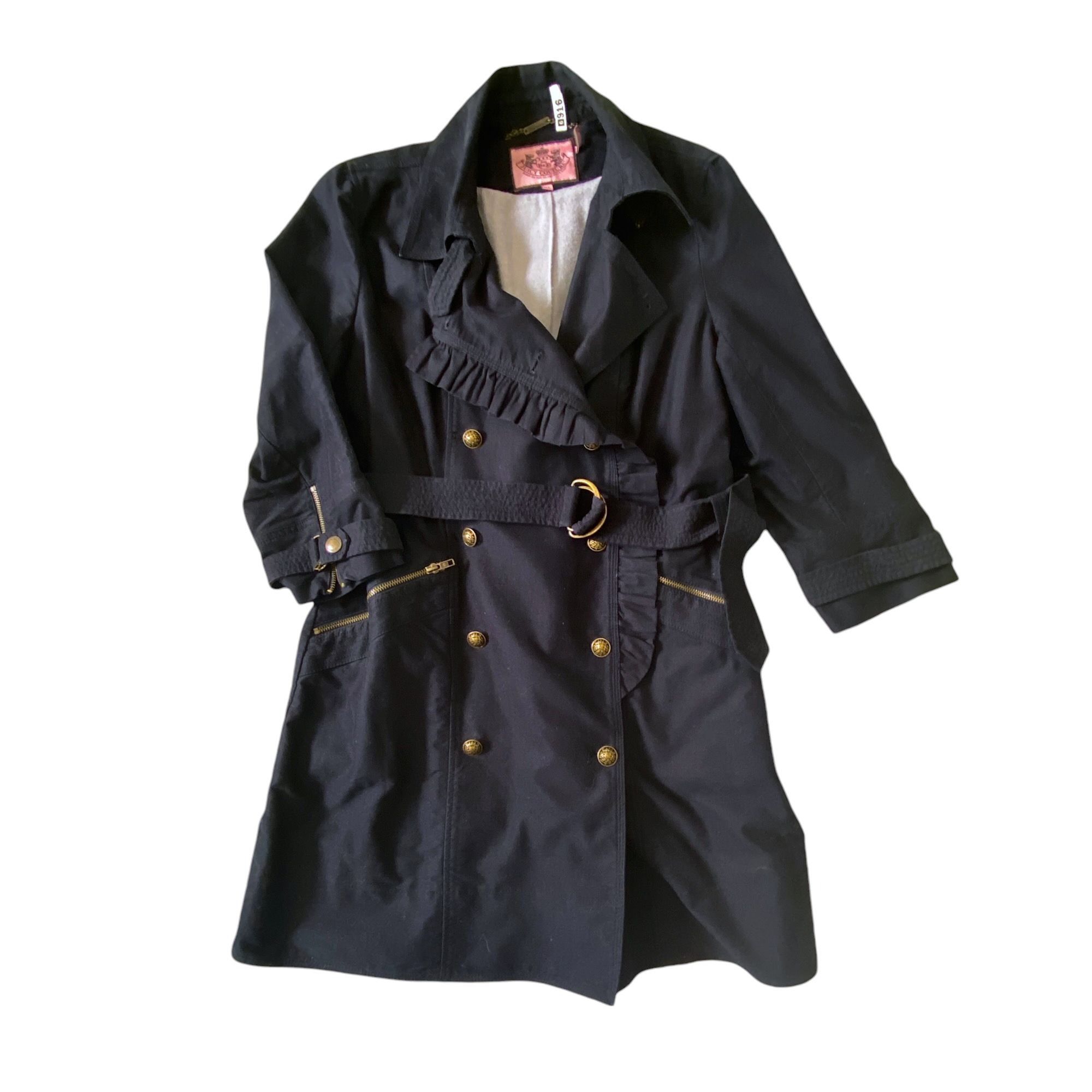 Juicy Couture Juicy Couture Ruffle Trench Coat XL Navy Belted Y2K Rare Size XL / US 12-14 / IT 48-50 - 7 Thumbnail