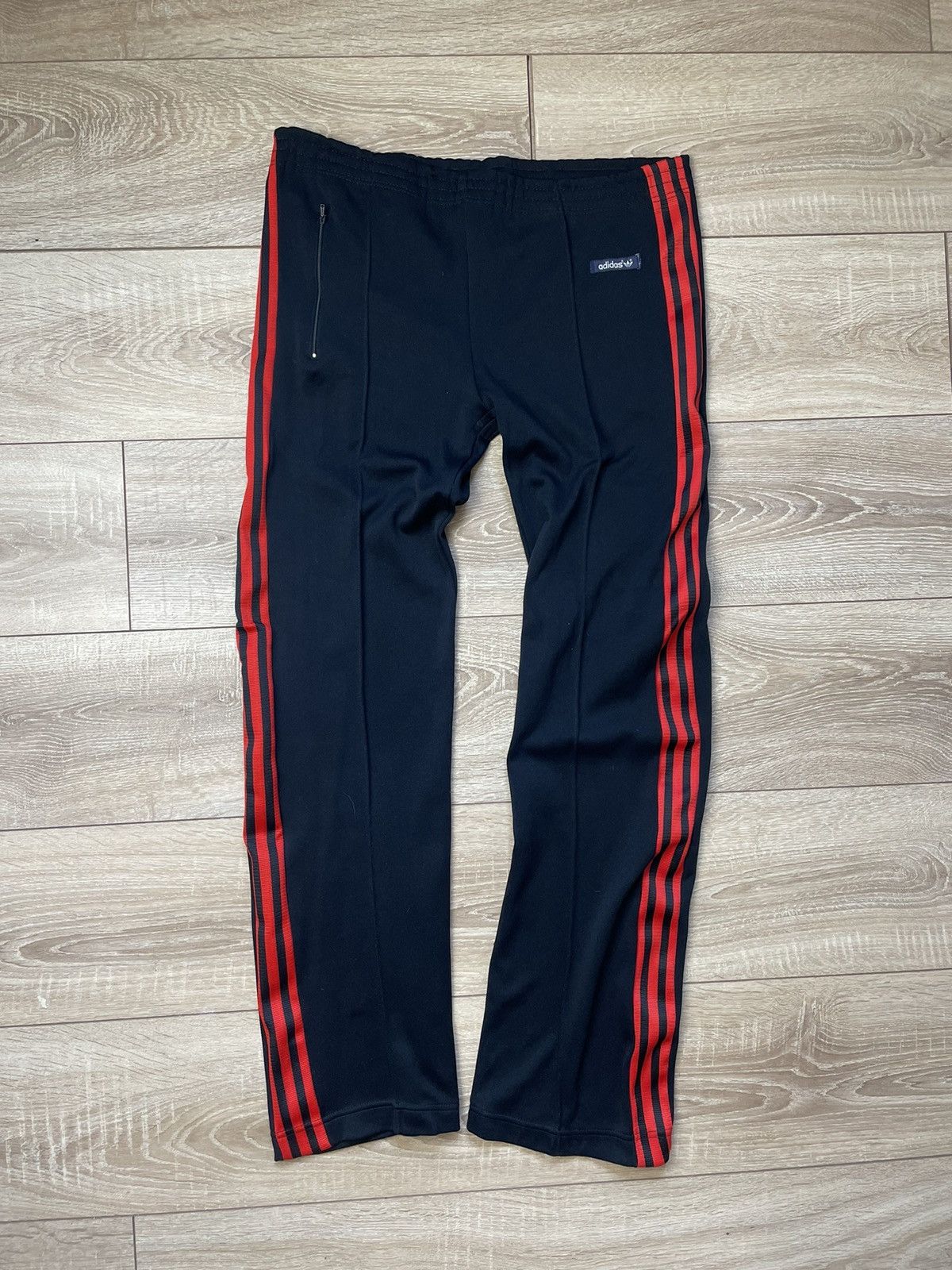 Vintage Adidas 80s Track Pants Black Red Stripes
