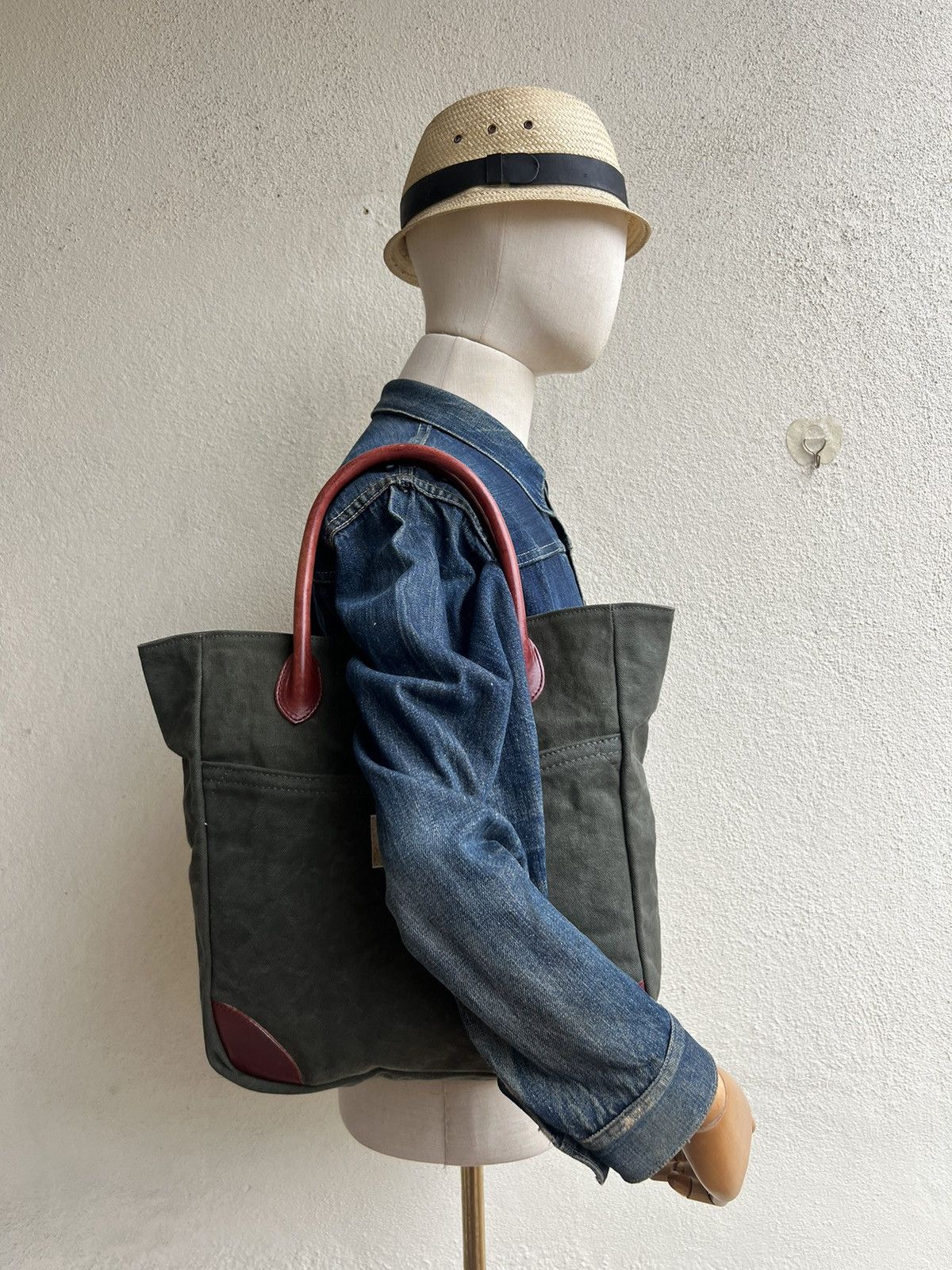 Canvas Vintage Hinomoto Japan Hard Canvas Leather Tote Bag Size ONE SIZE - 2 Thumbnail