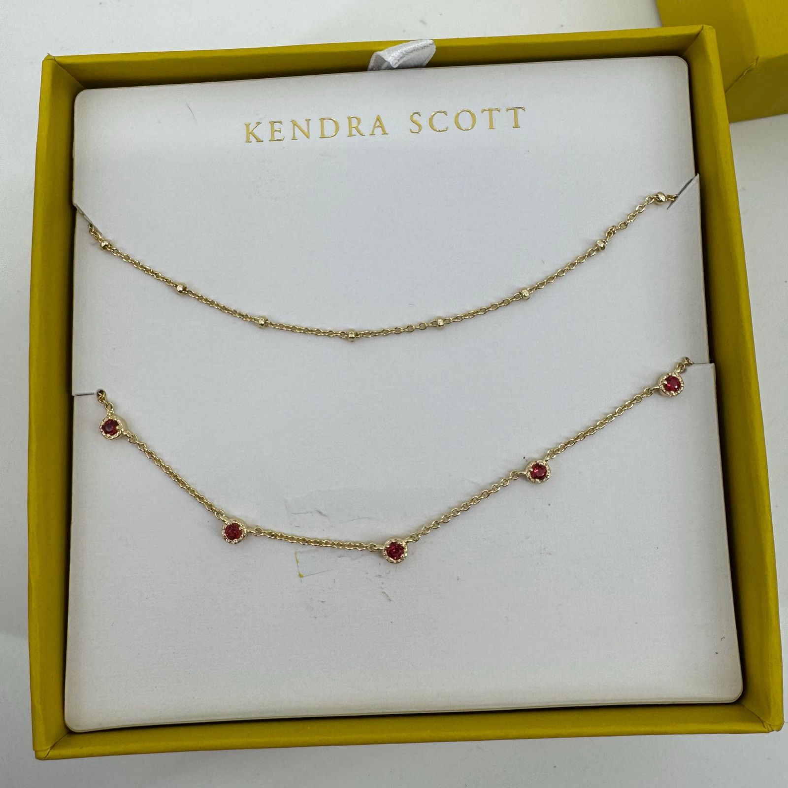 Kendra Scott Kendra Scott Gold Tone Layered Necklace Set Red Crystal New Size ONE SIZE - 2 Thumbnail