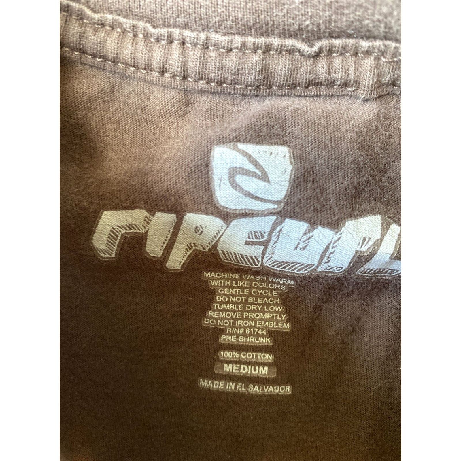 Rip Curl VINTAGE RIP CURL T-Shirt Mens M Brown Short Sleeve Crew Neck Grunge Skull Pattern Size US M / EU 48-50 / 2 - 2 Thumbnail