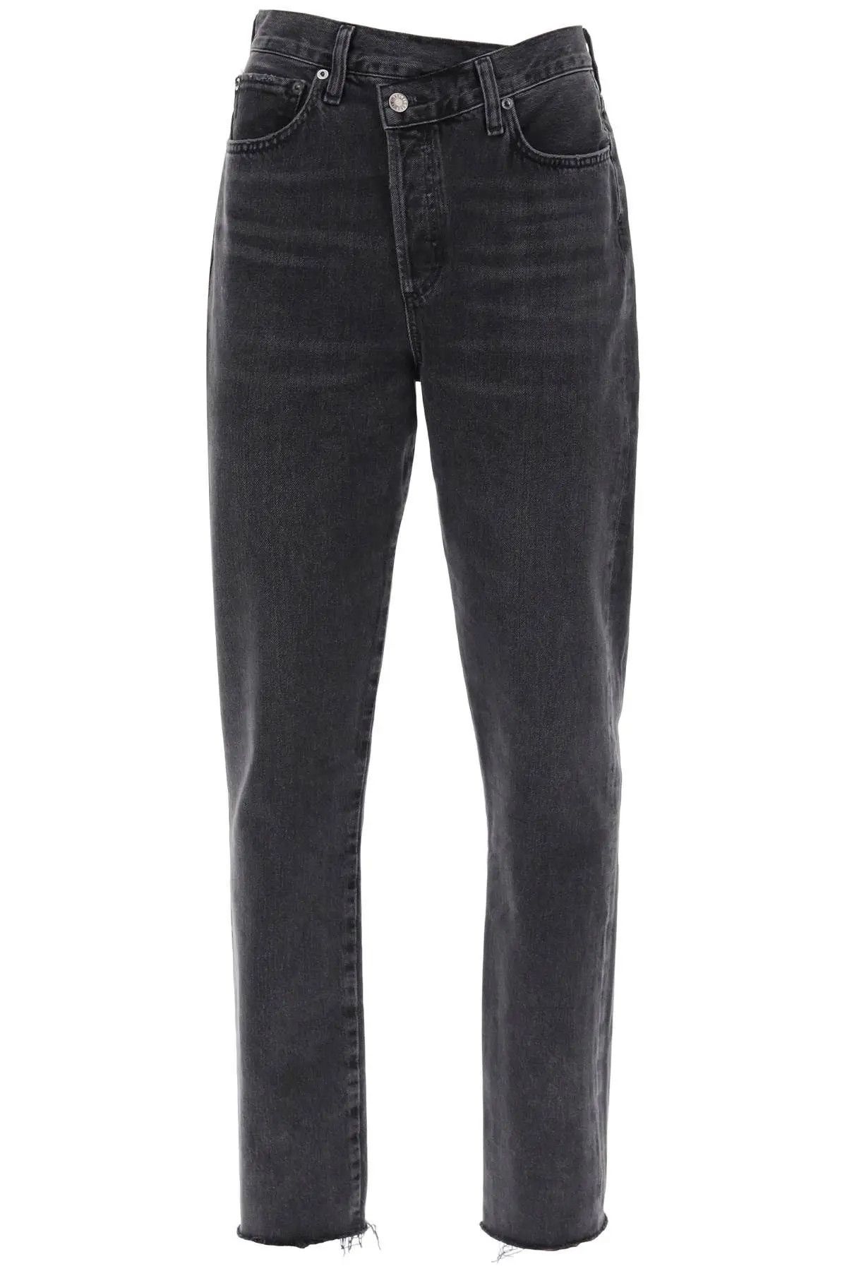 image of Agolde O1S22I1N0324 Offset Waistband Jeans In Black, Women's