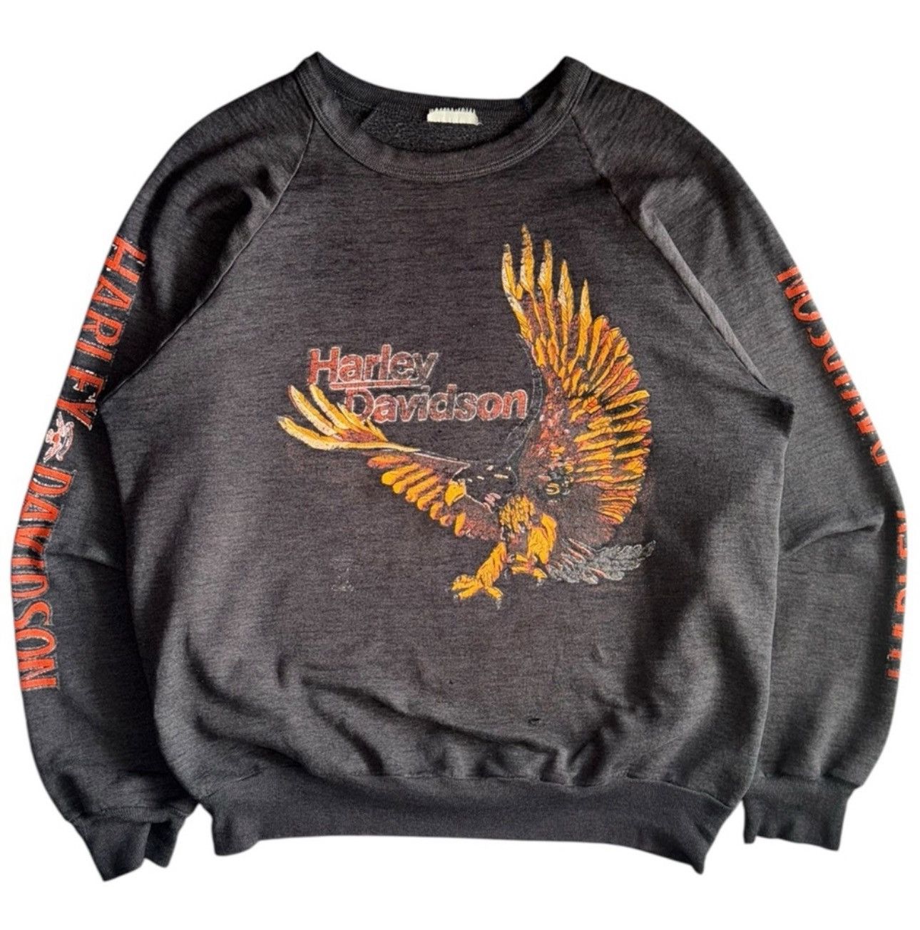 80s Harley Davidson Paper Thin Crewneck/Longsleeve Fader