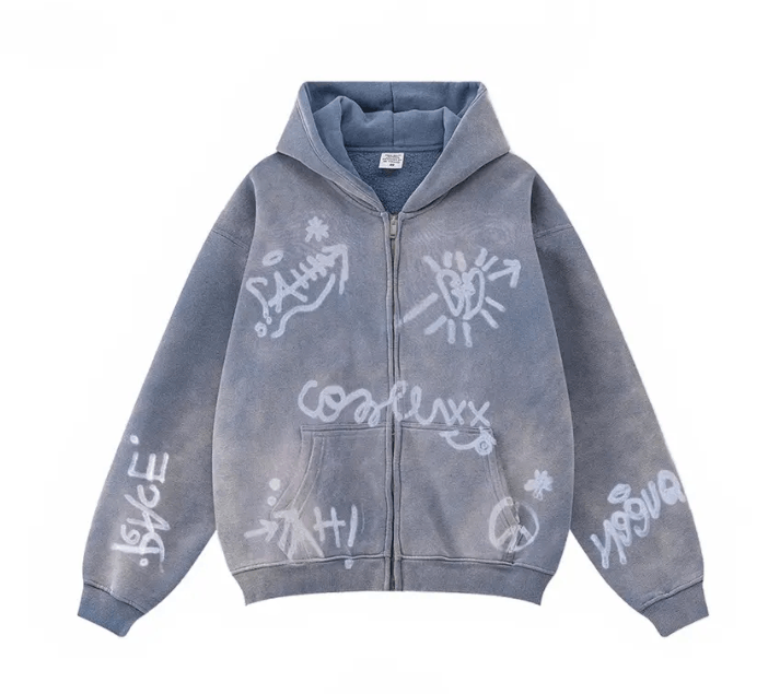 Other Black Graffiti Print Zip-Up Hoodie, Oversized Fit Hoodie Size US L / EU 52-54 / 3 - 4 Thumbnail