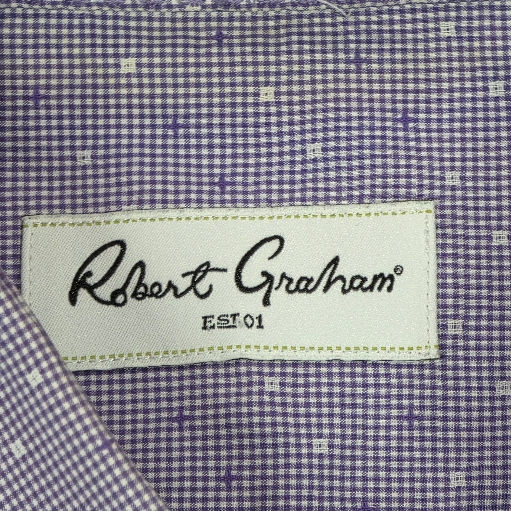 Robert Graham Robert Graham Long Sleeve Button Up Dress Shirt Purple Geometric Men L 42-16.5 Size US XL / EU 56 / 4 - 6 Thumbnail