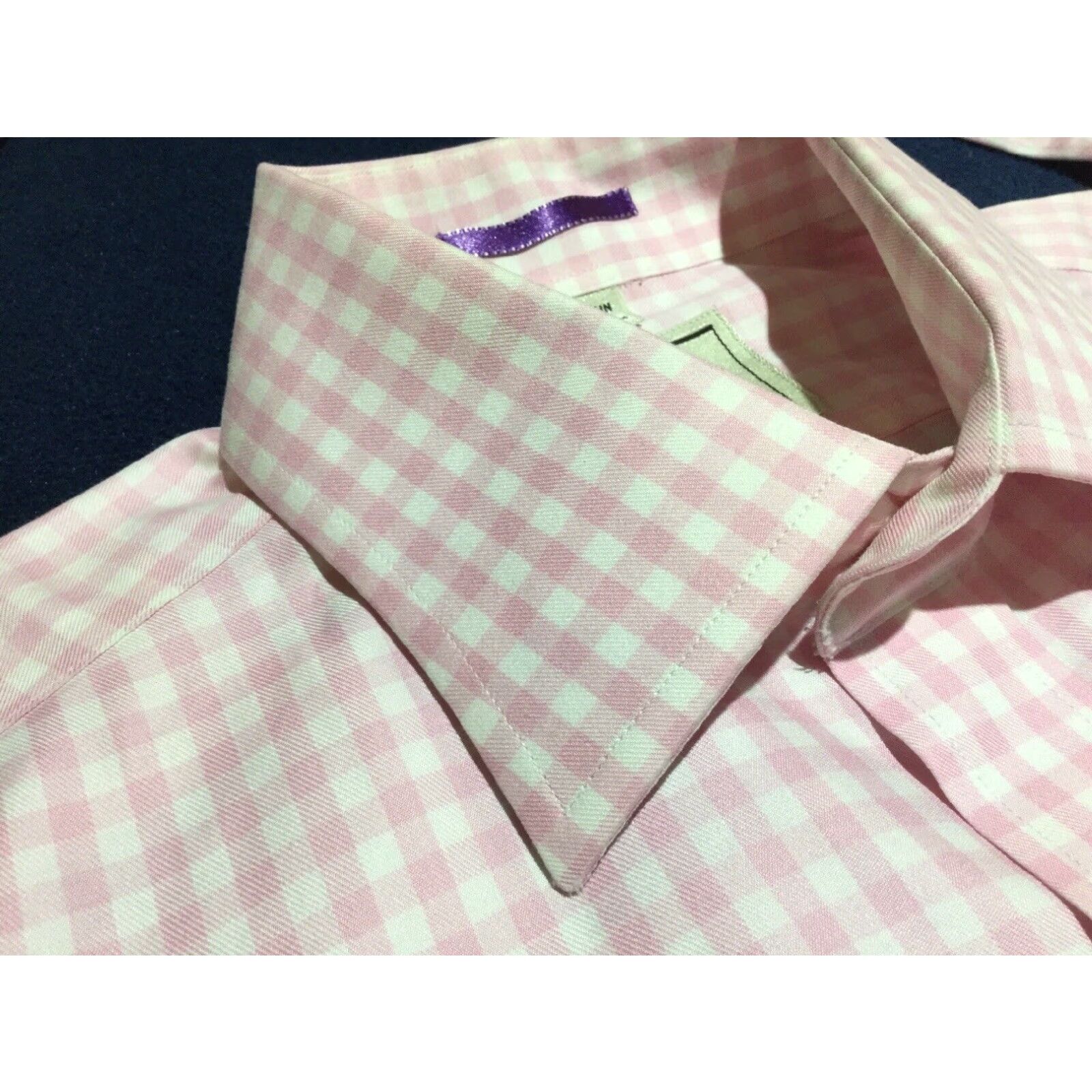 Pinko Mens Pink White Plaid Dress Shirt 16 Long Sleeve Multicolor Regular L Size 42R - 4 Thumbnail
