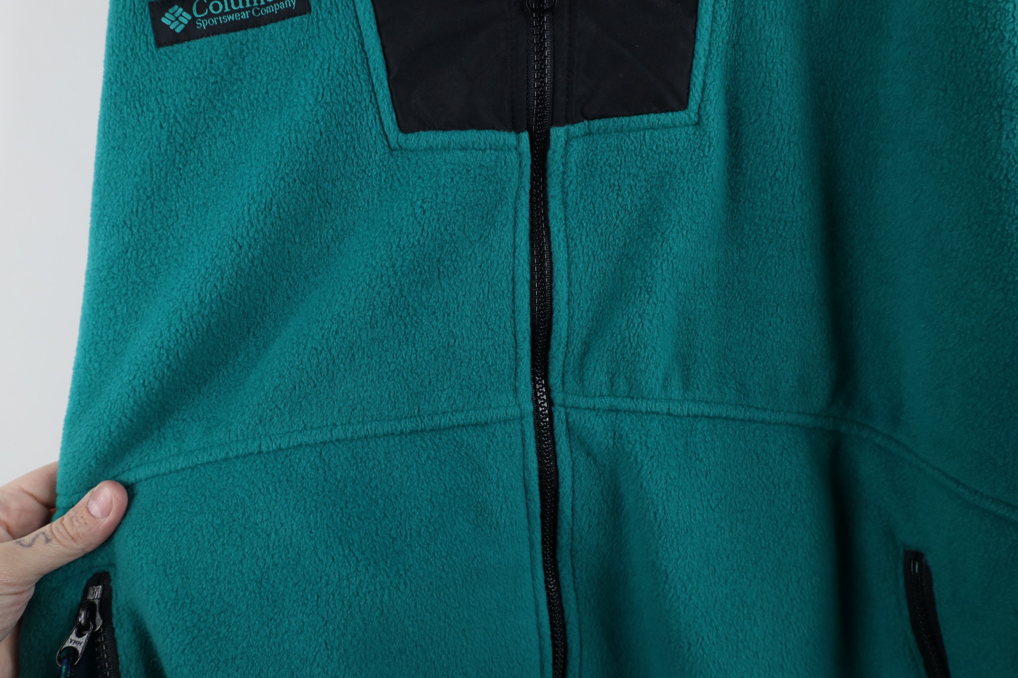 Columbia × Vintage Vintage 90s Columbia Box Logo Full Zip Fleece Jacket Teal Size US L / EU 52-54 / 3 - 9 Thumbnail