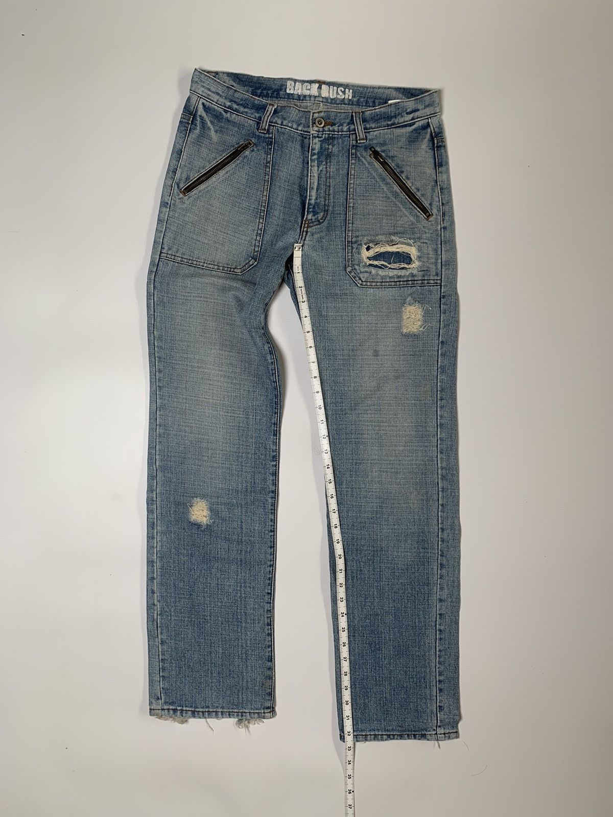 Japanese Brand Back rush ripped zipper pocket bush denim Size US 32 / EU 48 - 13 Thumbnail