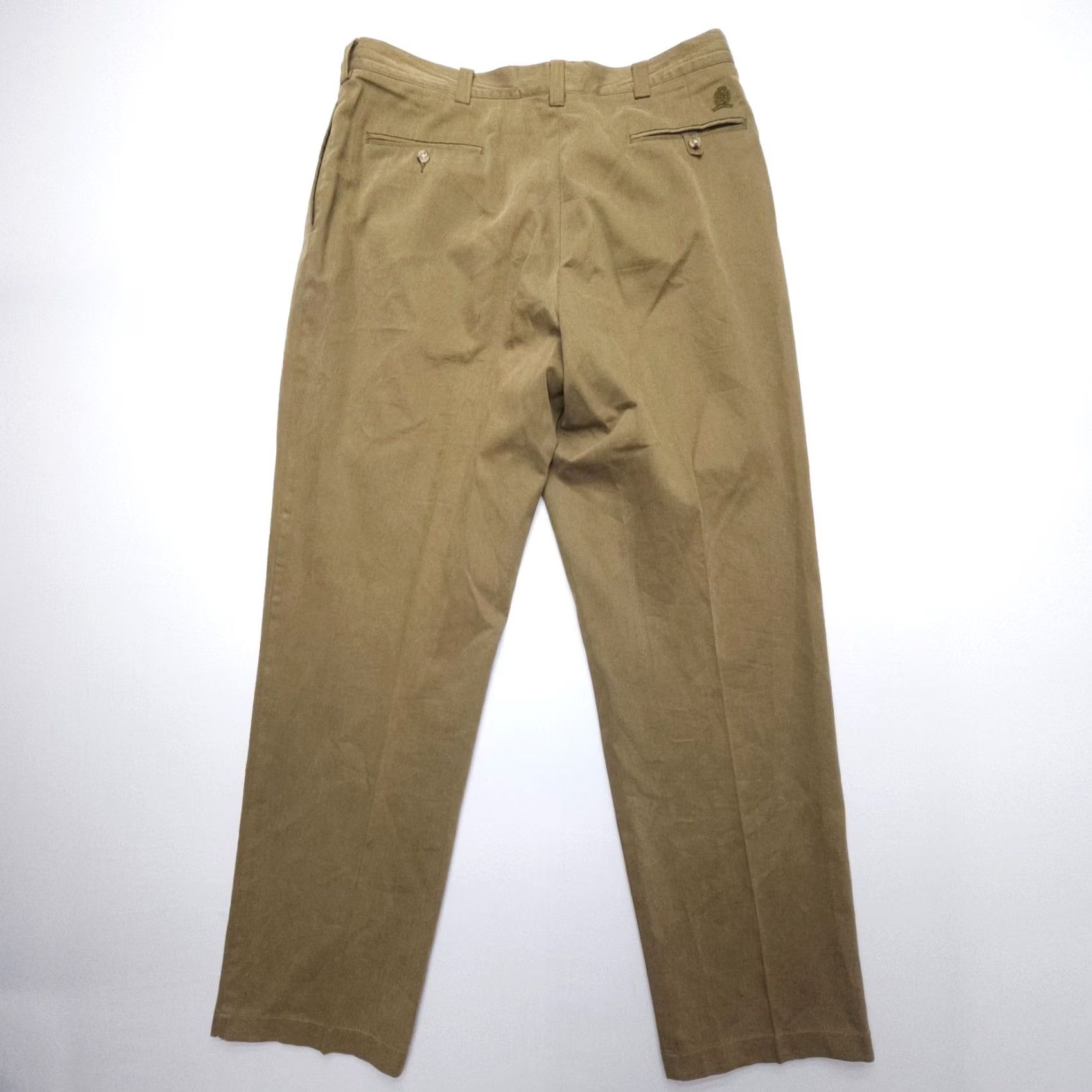 Tommy Hilfiger VINTAGE Tommy Hilfiger Pleated Khaki Pants Mens 38 x 34 Olive 90s Preppy American Size US 38 / EU 54 - 2 Thumbnail