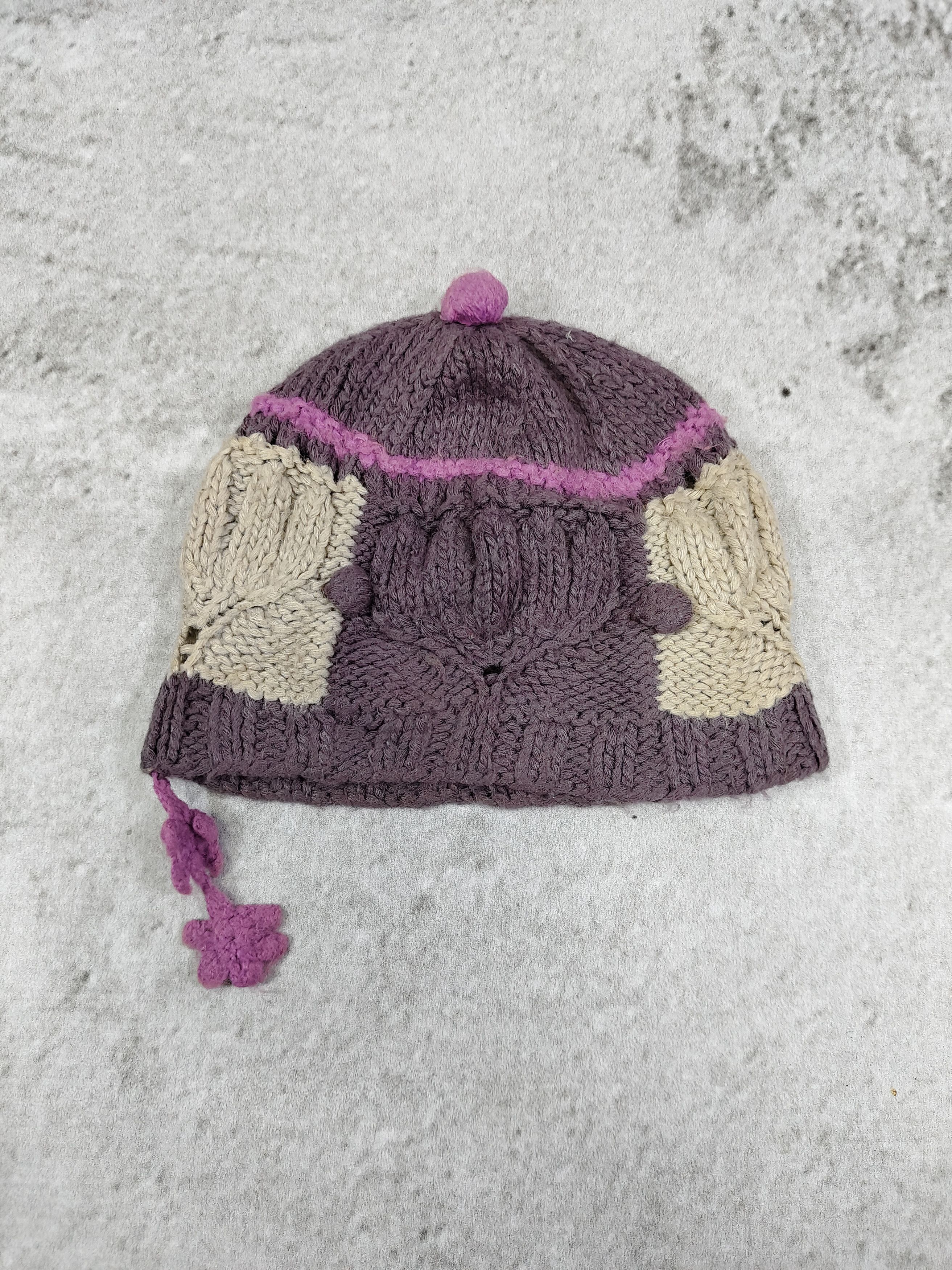 CABANE de ZUCCa 2000s Zucca🇯🇵 Chunky Floral Cozy Mori Girl Knit Beanie Hat Size ONE SIZE - 1 Thumbnail