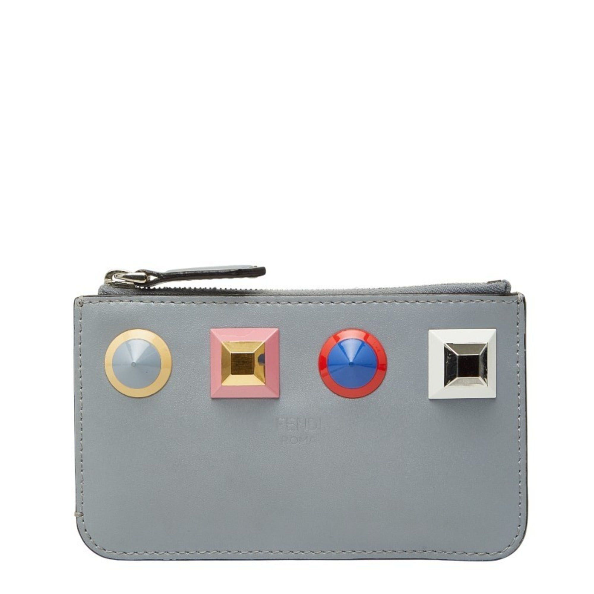Fendi Fendi Studded Wallet/Coin Case/Key Case 8AP151 Gray Multicolor Leather Women's FENDI Size ONE SIZE - 1 Thumbnail
