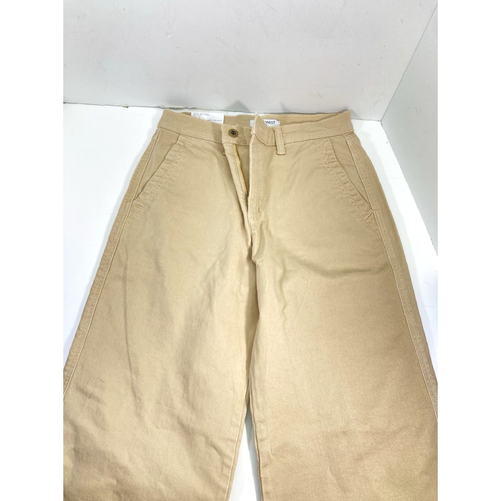 Nine West Nine West Wide Leg Pants Women Sz 4 30X32 Beige Khaki Stretch Cotton Blend NWT Size 27" / US 4 / IT 40 - 5 Thumbnail