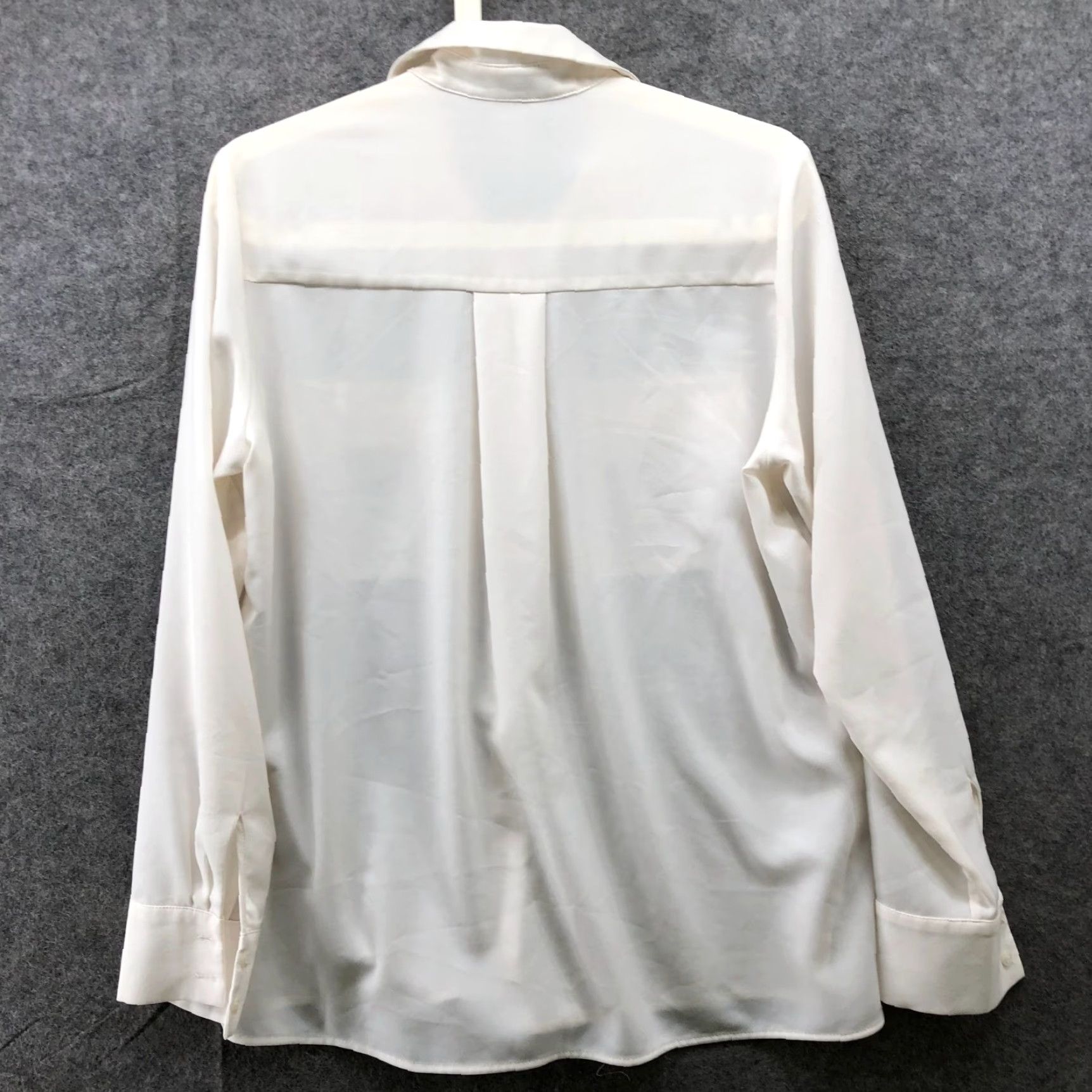 H&M H&M Blouse Shirt Womens 4 (S) Ivory Long Sleeve Chiffon Semi-Sheer Polyester Business Formal Workwear Size S / US 4 / IT 40 - 2 Thumbnail