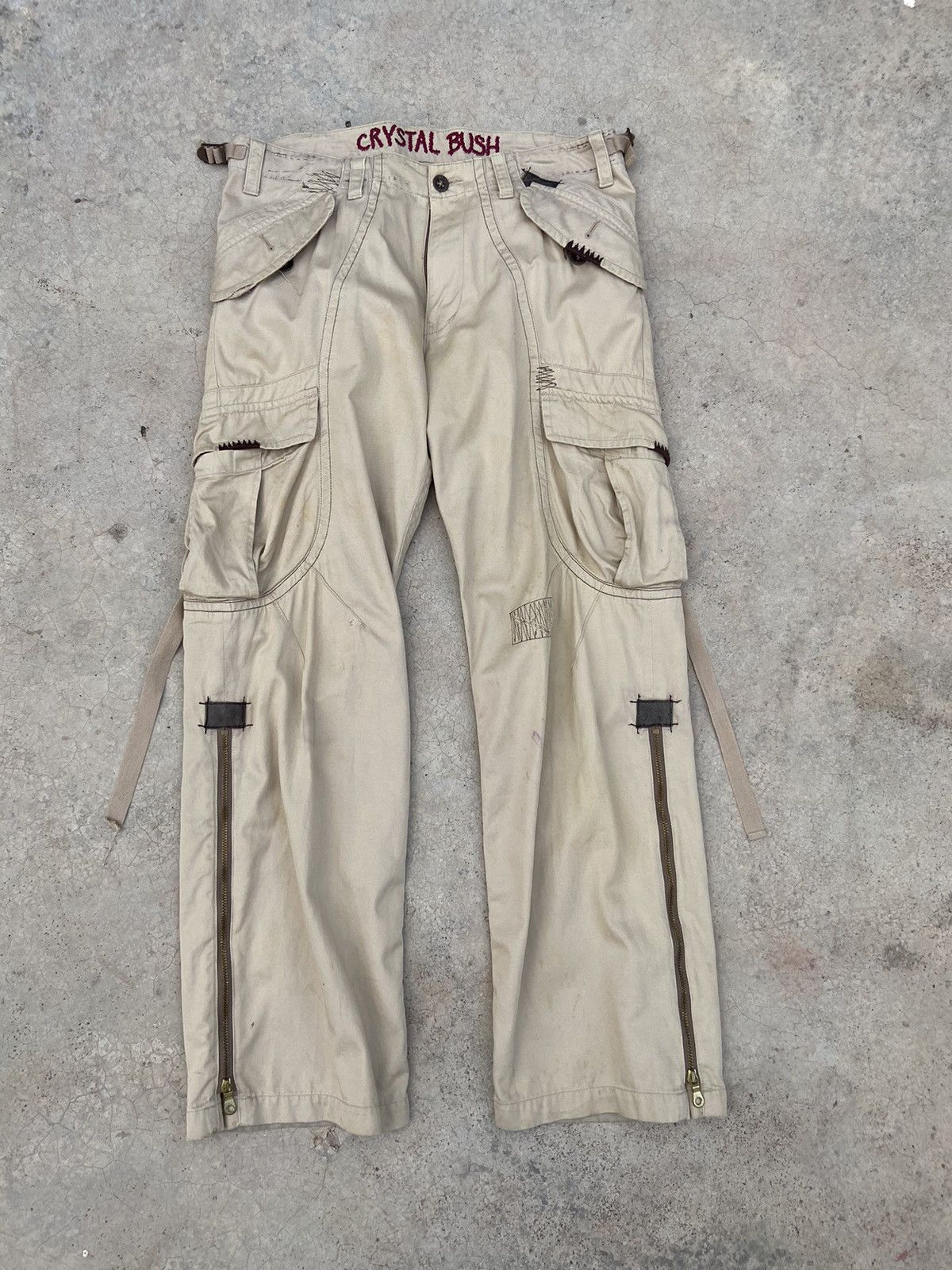 If Six Was Nine 🔥 Crystal Bush Cargo pants bondage hysteria distressed Size US 35 - 1 Thumbnail
