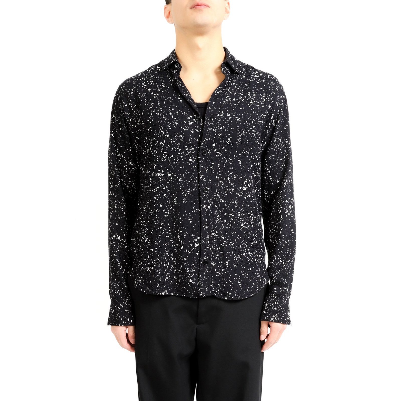 Saint Laurent Paris FW15 Splatter Shirt in Black & White Viscose Size US M / EU 48-50 / 2 - 3 Thumbnail