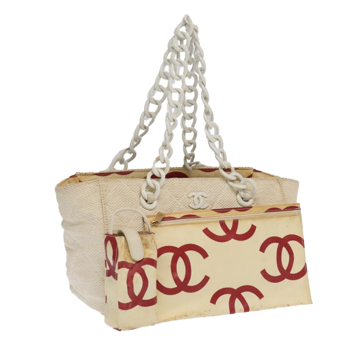 Chanel Coco Mark Beige Canvas Shoulder Bag (Pre-Owned) Size ONE SIZE - 1 Thumbnail