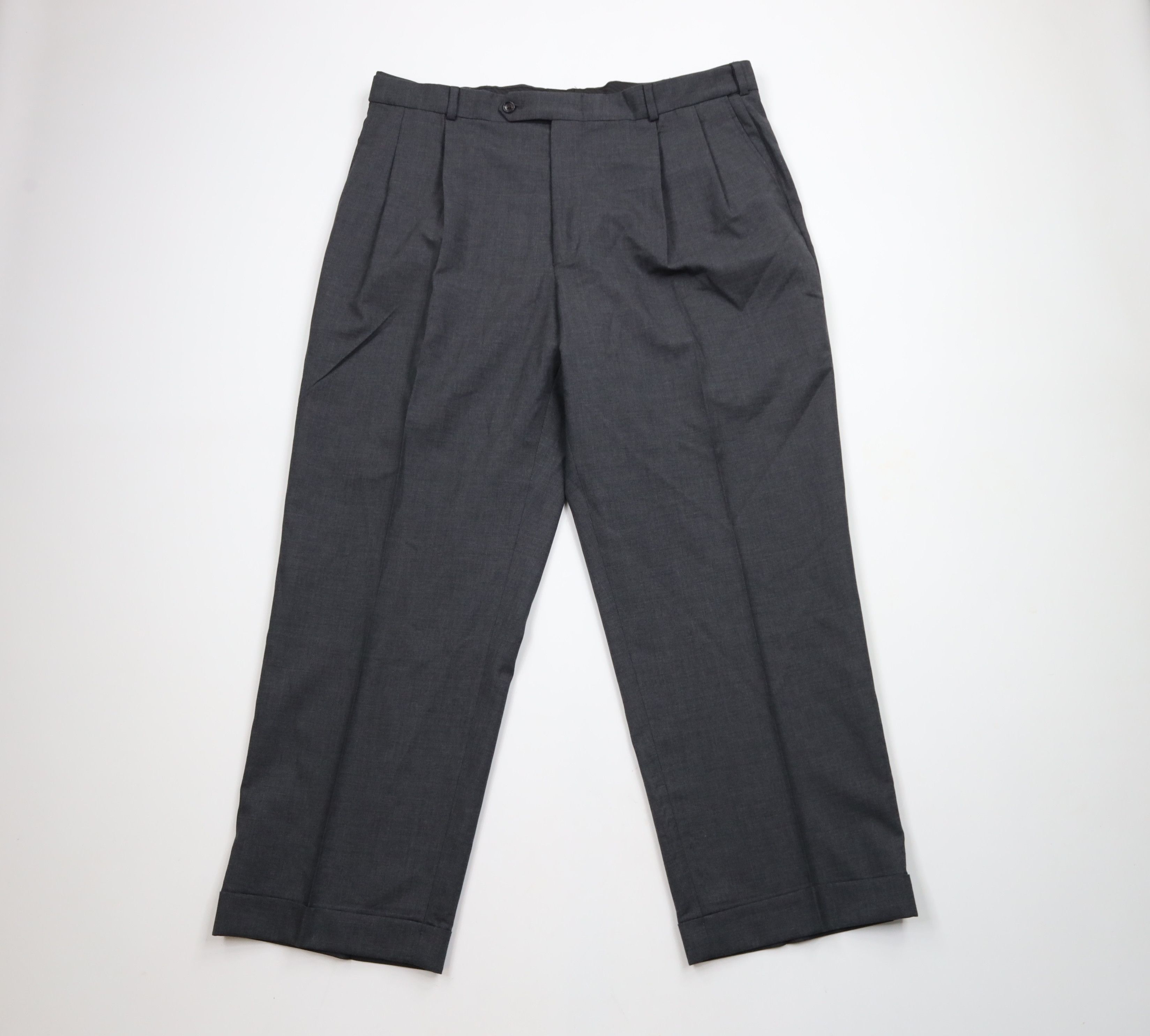 Lands' End × Vintage Vintage 90s Lands End Cuffed Wide Leg Chino Pants Gray Size US 38 / EU 54 - 1 Thumbnail