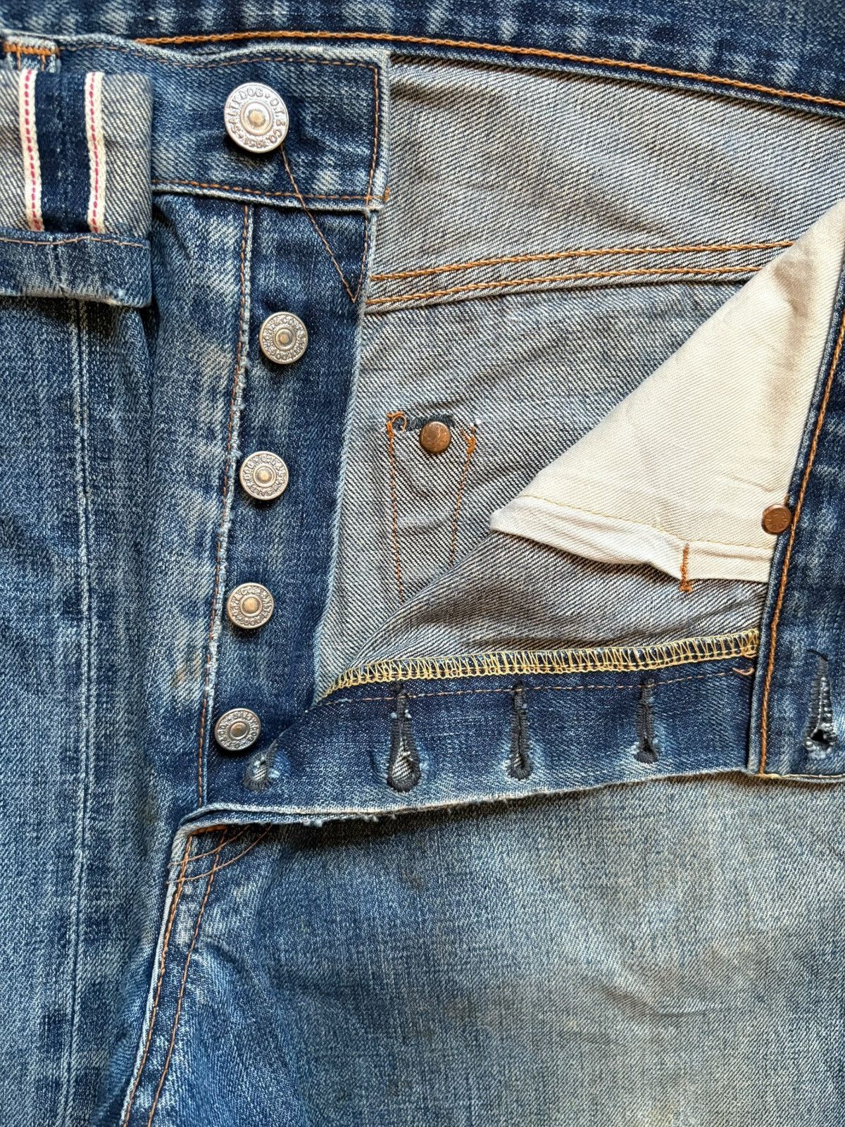 Japanese Brand Vintage Japanese Salty Dog Selvedge Mud Wash Baggy Jeans Size US 33 - 4 Thumbnail