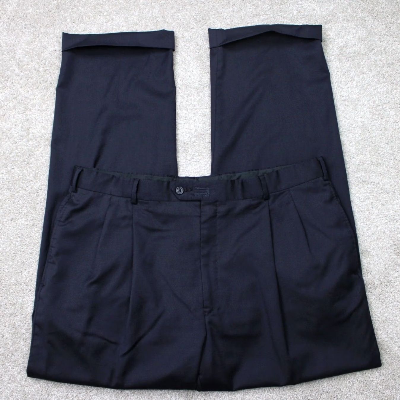 Jos. A. Bank Jos. A. Bank Pants Mens 40x32 Blue Signature Collection 100% Wool Pleated Cuffed Dress Pants Size US 40 / EU 56 - 2 Thumbnail