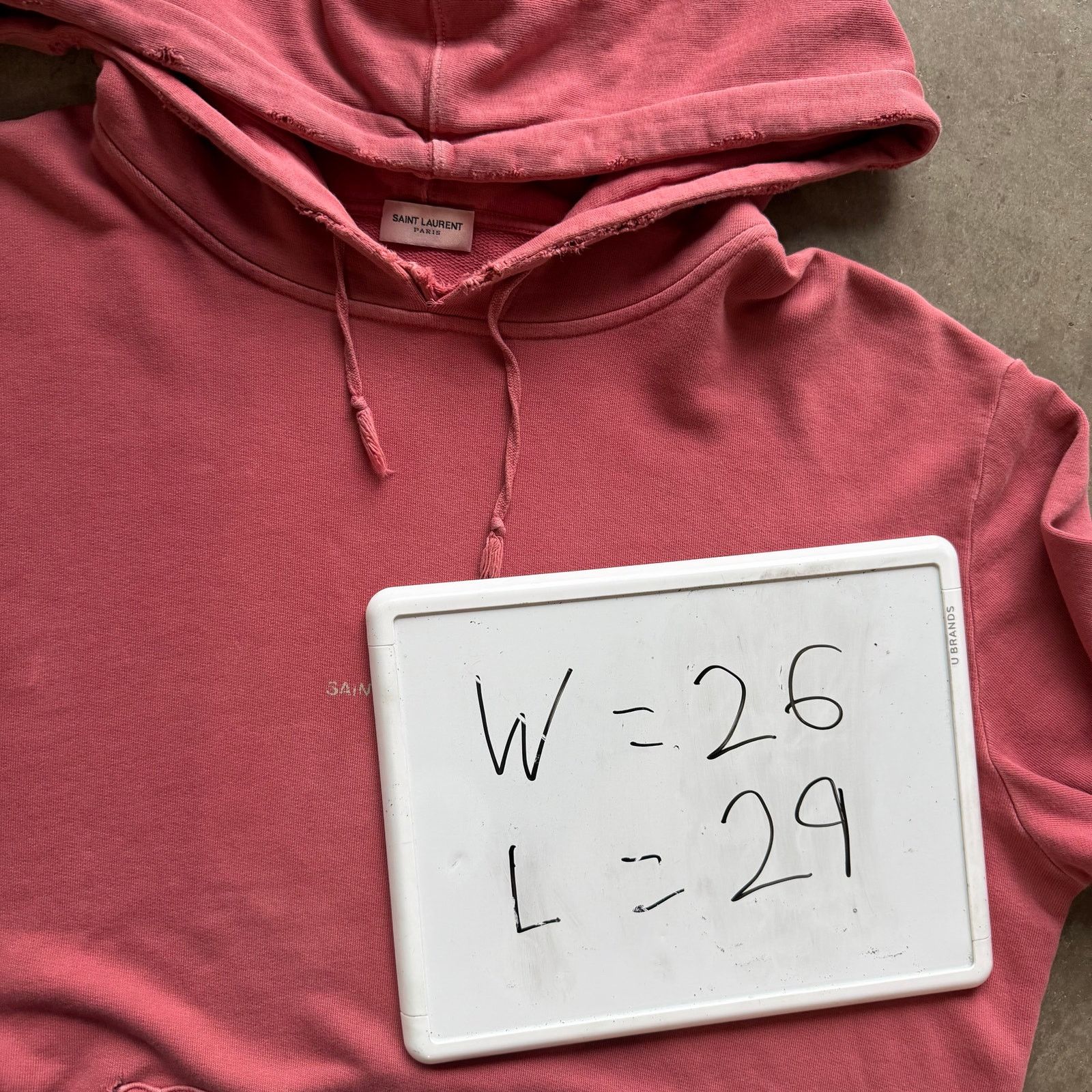 Saint Laurent Paris Yves Saint Laurent Distressed Logo Hoodie Red Size US XL / EU 56 / 4 - 6 Thumbnail