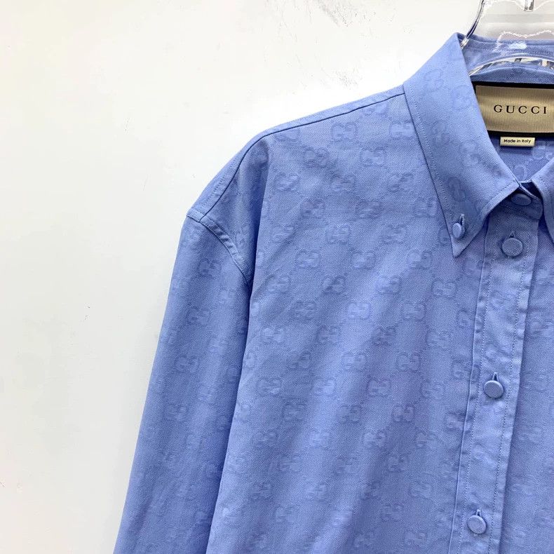 Gucci Gucci Size36 Blue logo jacquart full printed cotton lapel s Size US XXS / EU 40 - 3 Thumbnail