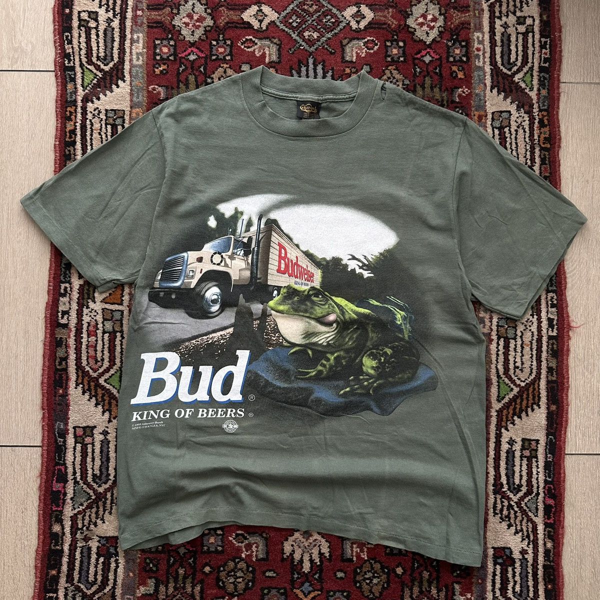 Vintage Vintage 1995 Budweiser Frog T-Shirt Double Sided Beer Promo Size US XL / EU 56 / 4 - 1 Thumbnail