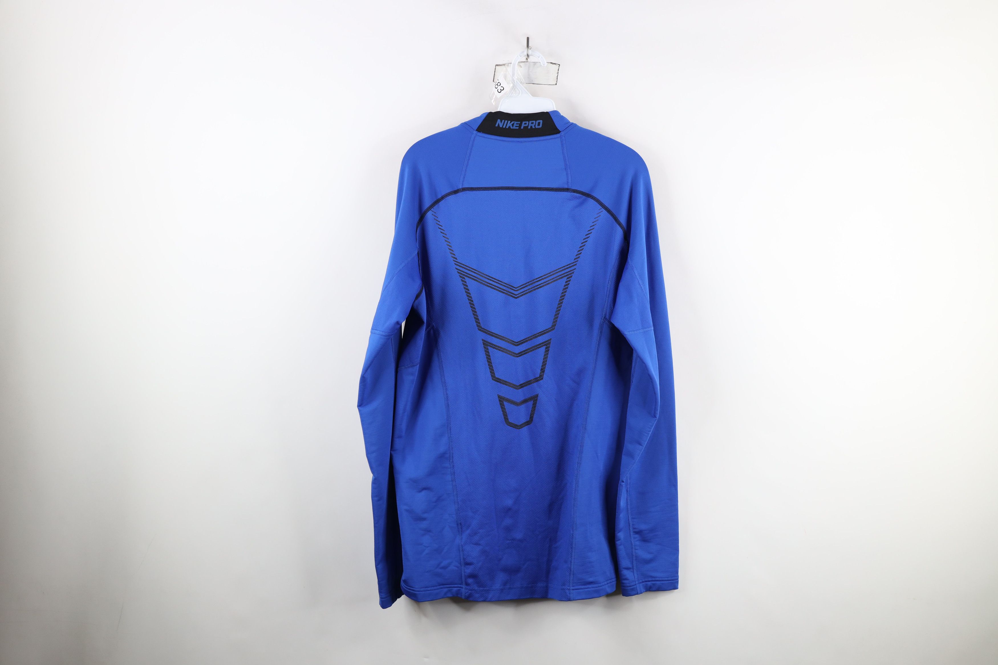 Nike × Vintage Nike Pro Combat Hyperwarm Fleece Lined Half Zip Sweater Blue Size US L / EU 52-54 / 3 - 12 Thumbnail