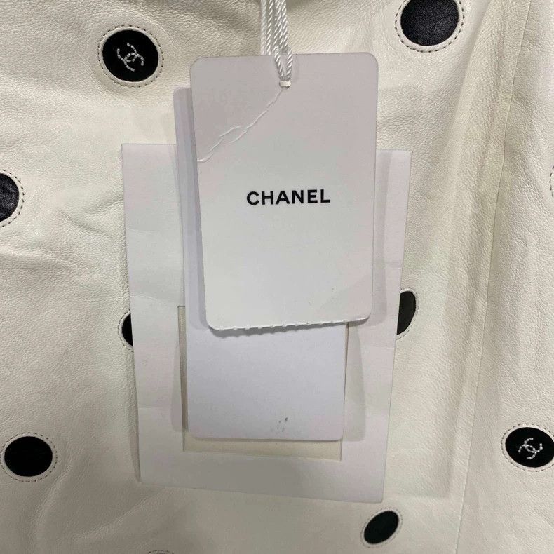 Chanel Chanel White polka dot logo suspender leather skirt 2504-Ne Size XS / US 0-2 / IT 36-38 - 6 Thumbnail