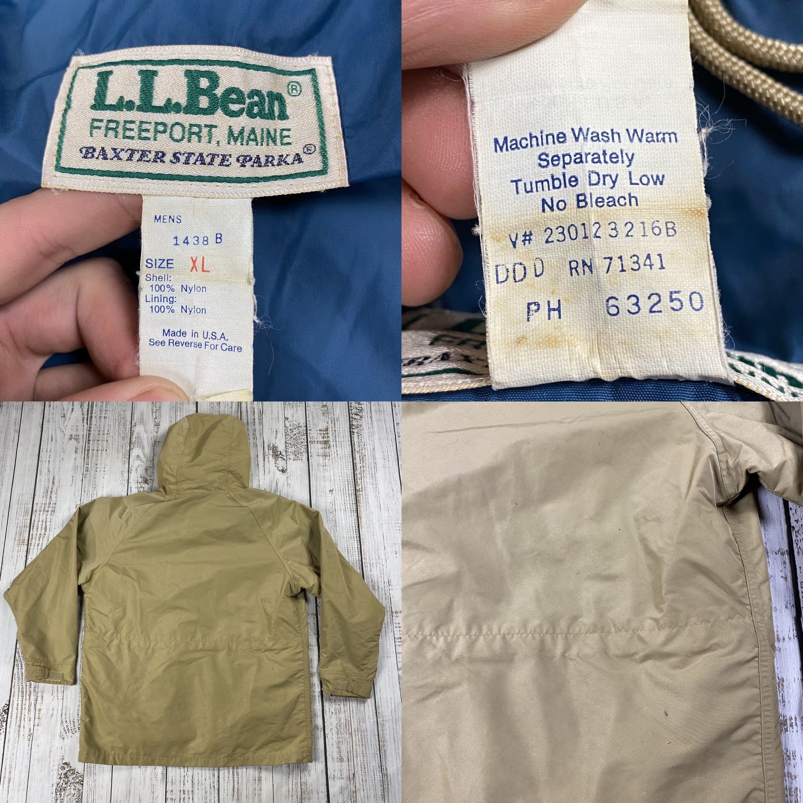 Vintage VINTAGE L.L. BEAN MEN'S HOODED BAXTER STATE PARKA JACKET XL BEIGE NYLON 80s Size US XL / EU 56 / 4 - 8 Thumbnail