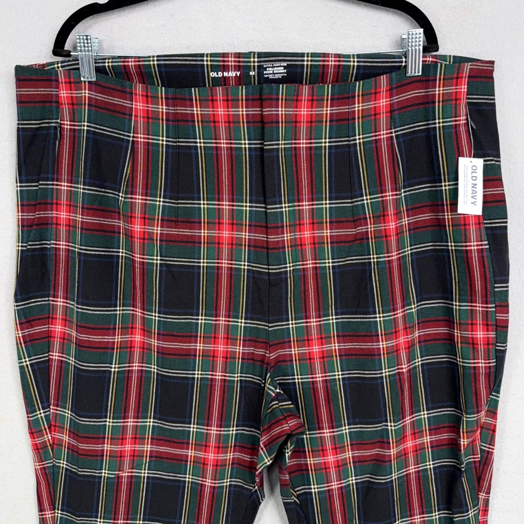Old Navy Old Navy Womens 22 Multicolor Plaid Extra High Rise Pixie Skinny Stretch NWT Pants Size 40" / US 18 - 2 Thumbnail