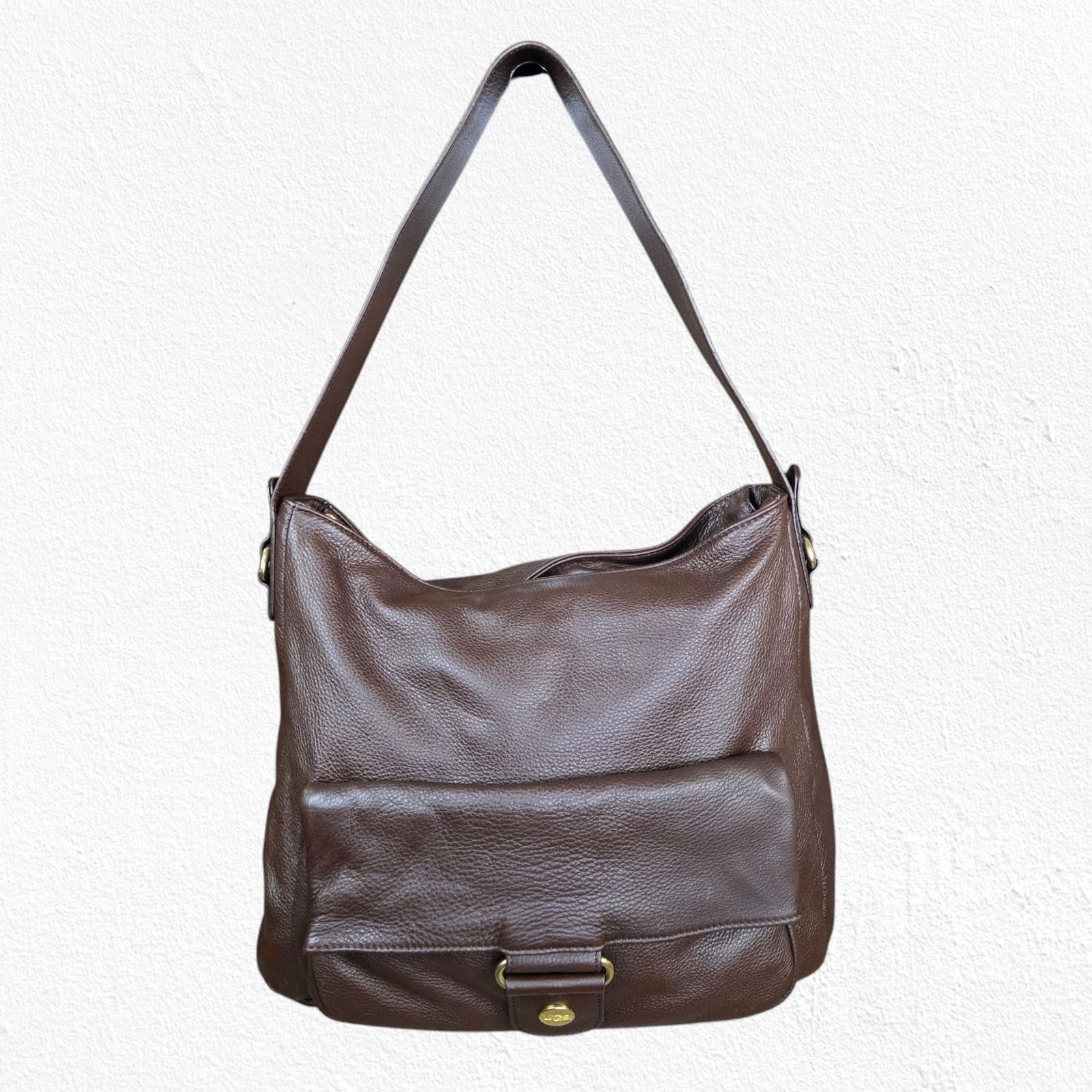 Ugg Y2K UGG Pebbled Leather Chocolate Brown Slouchy Tote Size ONE SIZE - 3 Thumbnail