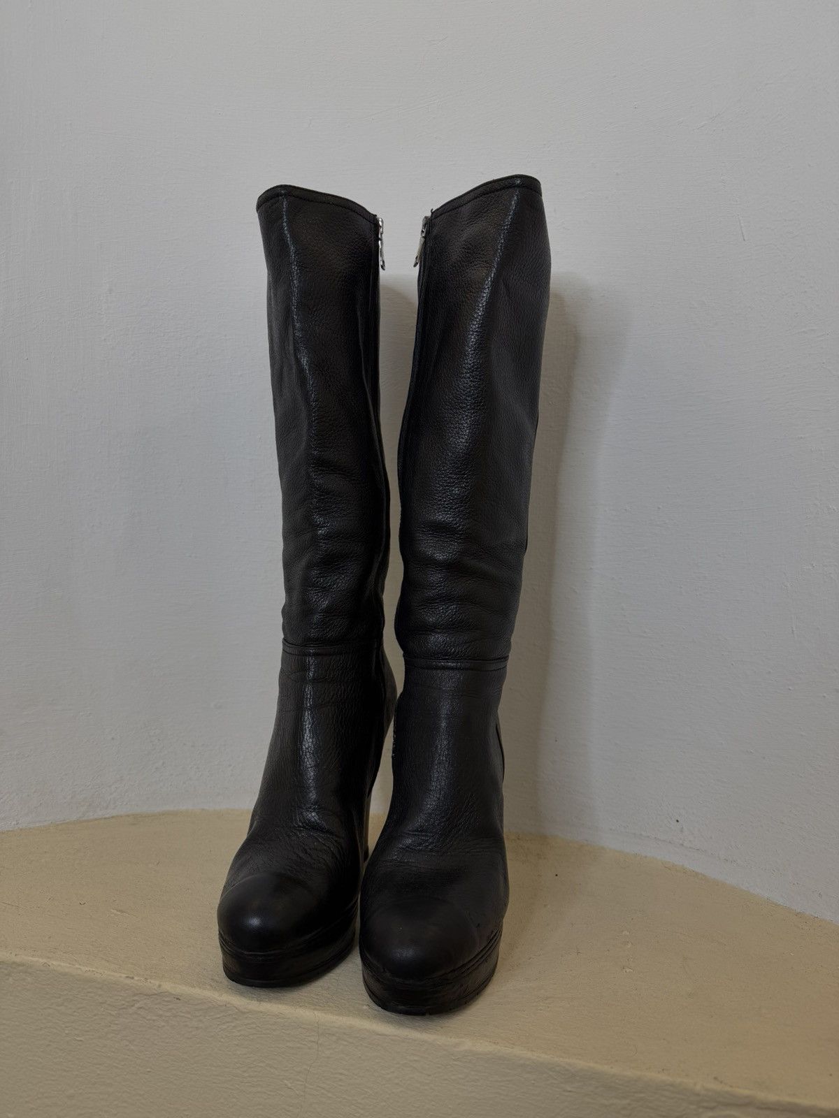 Prada Vintage 00s Prada Leather High Boots Black Woman‘s Size 40 Size US 10 / IT 40 - 4 Thumbnail